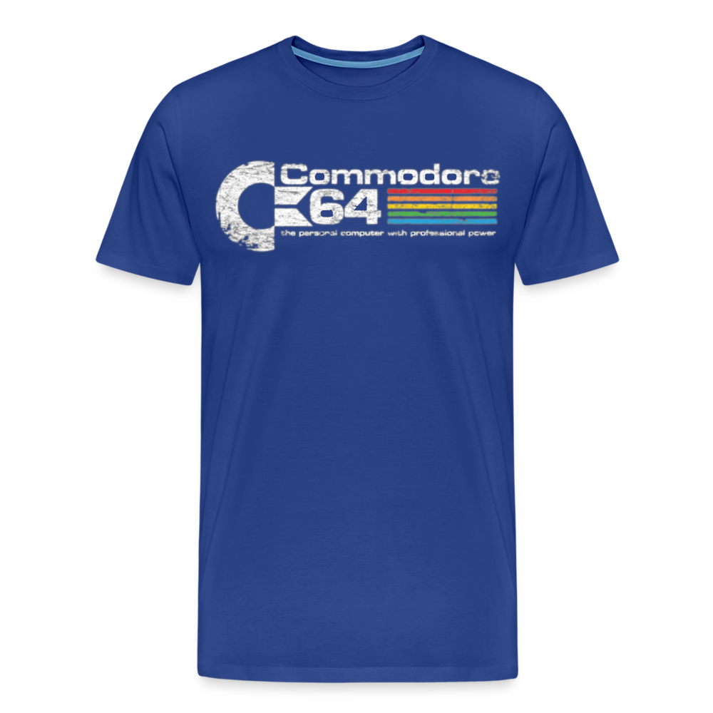 Fashion Herren Gaming Top Commodore T-Shirt Retro Streetwear 100 % Baumwolle - Königsblau