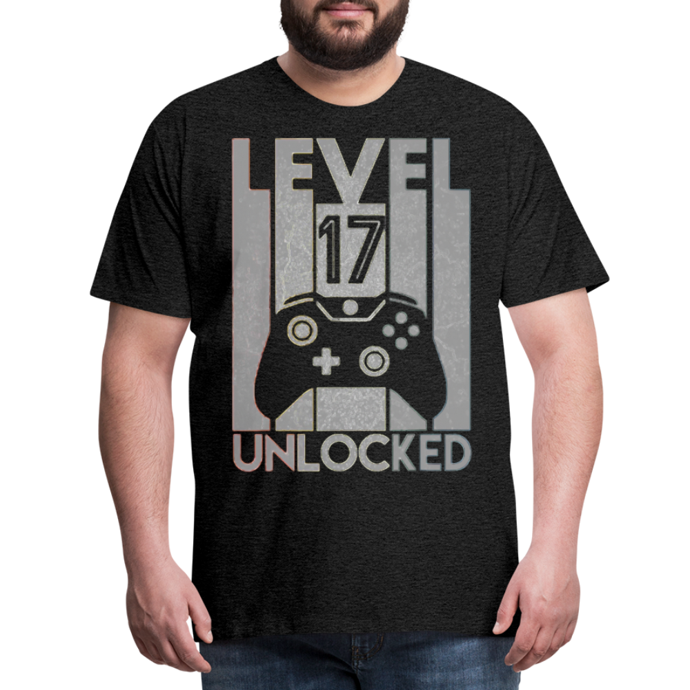 Gamer T-Shirt Top Level 17 Unlocked Fashion Herren Streetwear 100% Baumwolle - Anthrazit