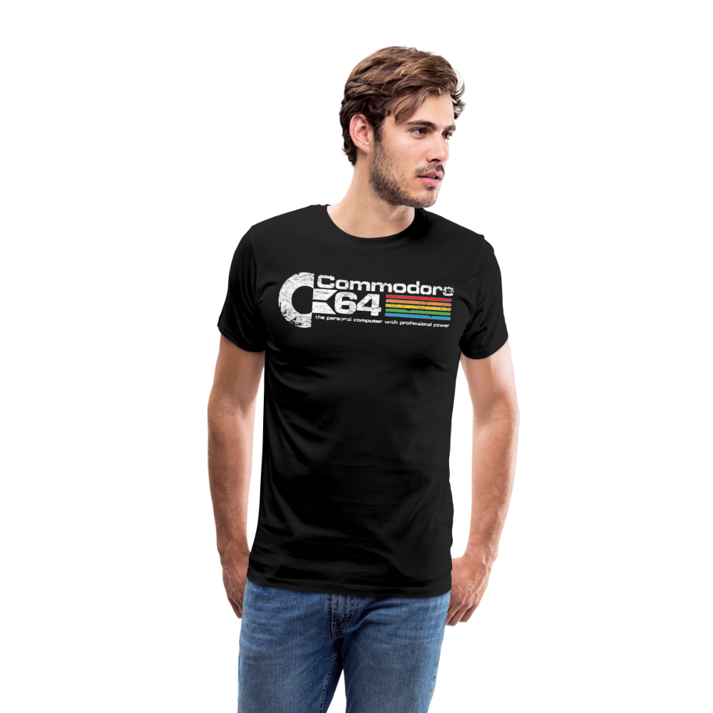Fashion Herren Gaming Top Commodore T-Shirt Retro Streetwear 100 % Baumwolle - Schwarz