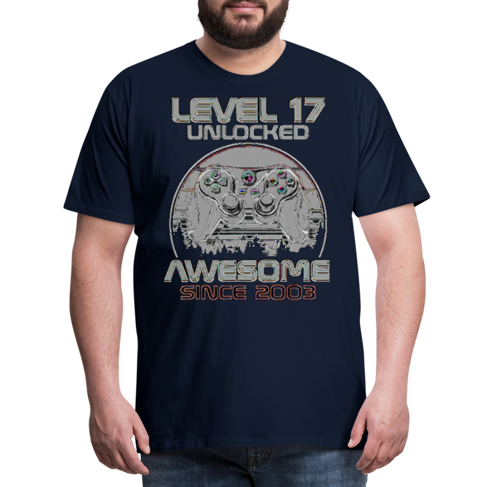 Gamer T-Shirt Top Level 17 Unlocked Fashion Herren Streetwear 100% Baumwolle - Navy