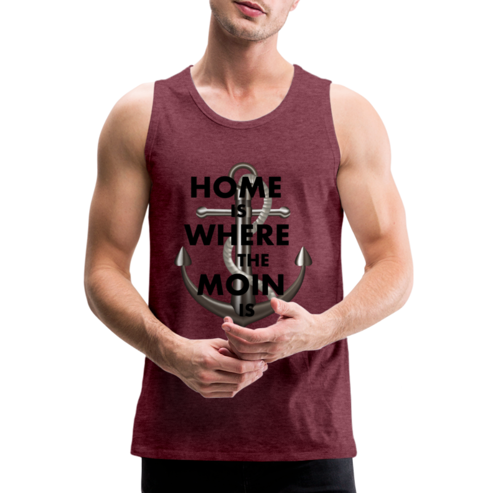 Männer Premium Tanktop T-Shirt Muskelshirt Achselshirt Home is Where the Moin is - Bordeauxrot meliert