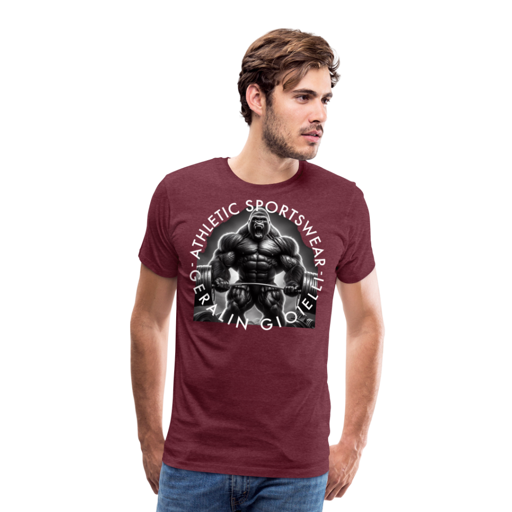 GYM Shirt Sport T-Shirt Men Herren Fitness Sportswear Streetwear 100% Baumwolle - Bordeauxrot meliert
