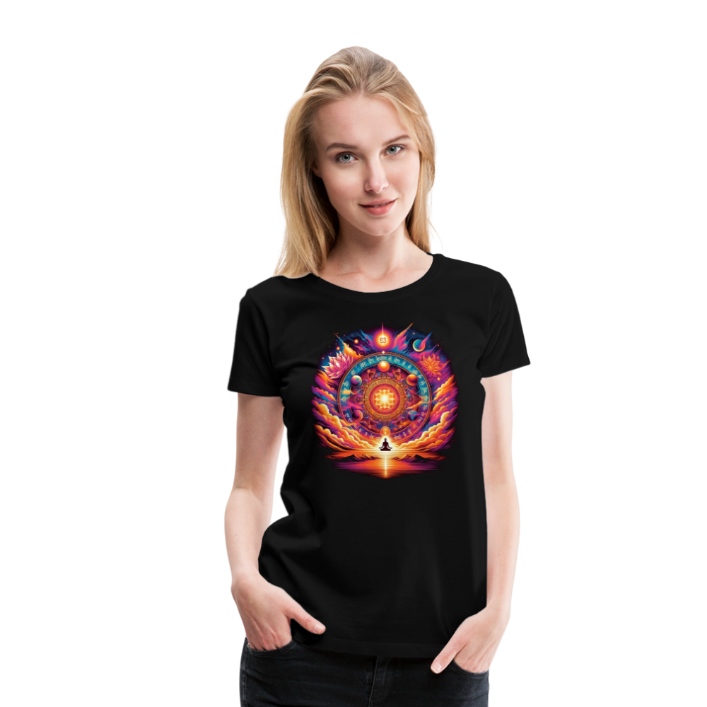 Damen Sommer Top Spirituelles Yoga T-Shirt Rundhals Streetwear lockeres Damentop - Schwarz