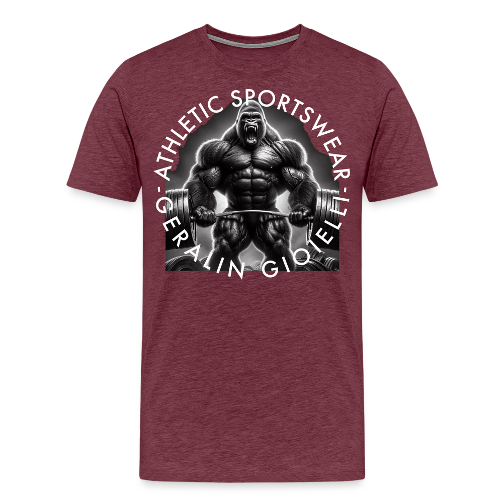 GYM Shirt Sport T-Shirt Men Herren Fitness Sportswear Streetwear 100% Baumwolle - Bordeauxrot meliert