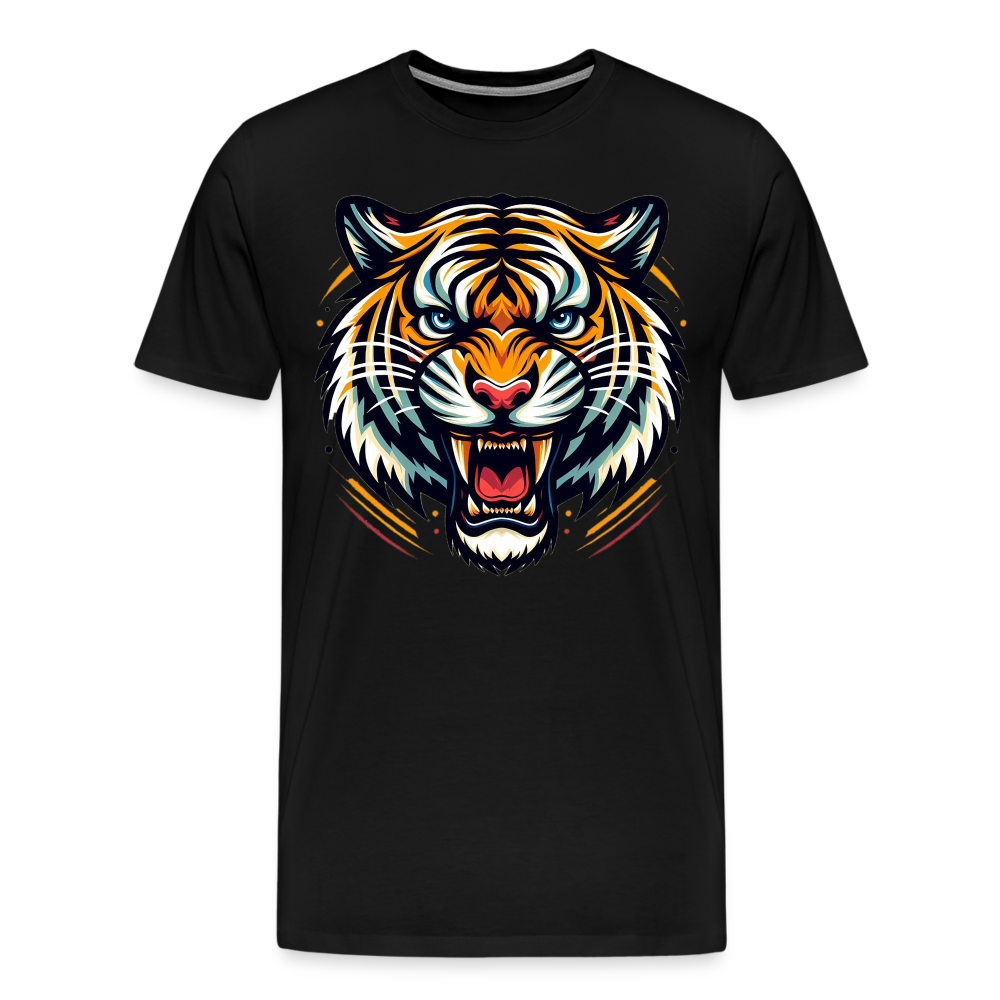 Männer T-Shirt Rundhals Unisex Tiger Sommer Streetwear Tank Top 100% Baumwolle - Schwarz