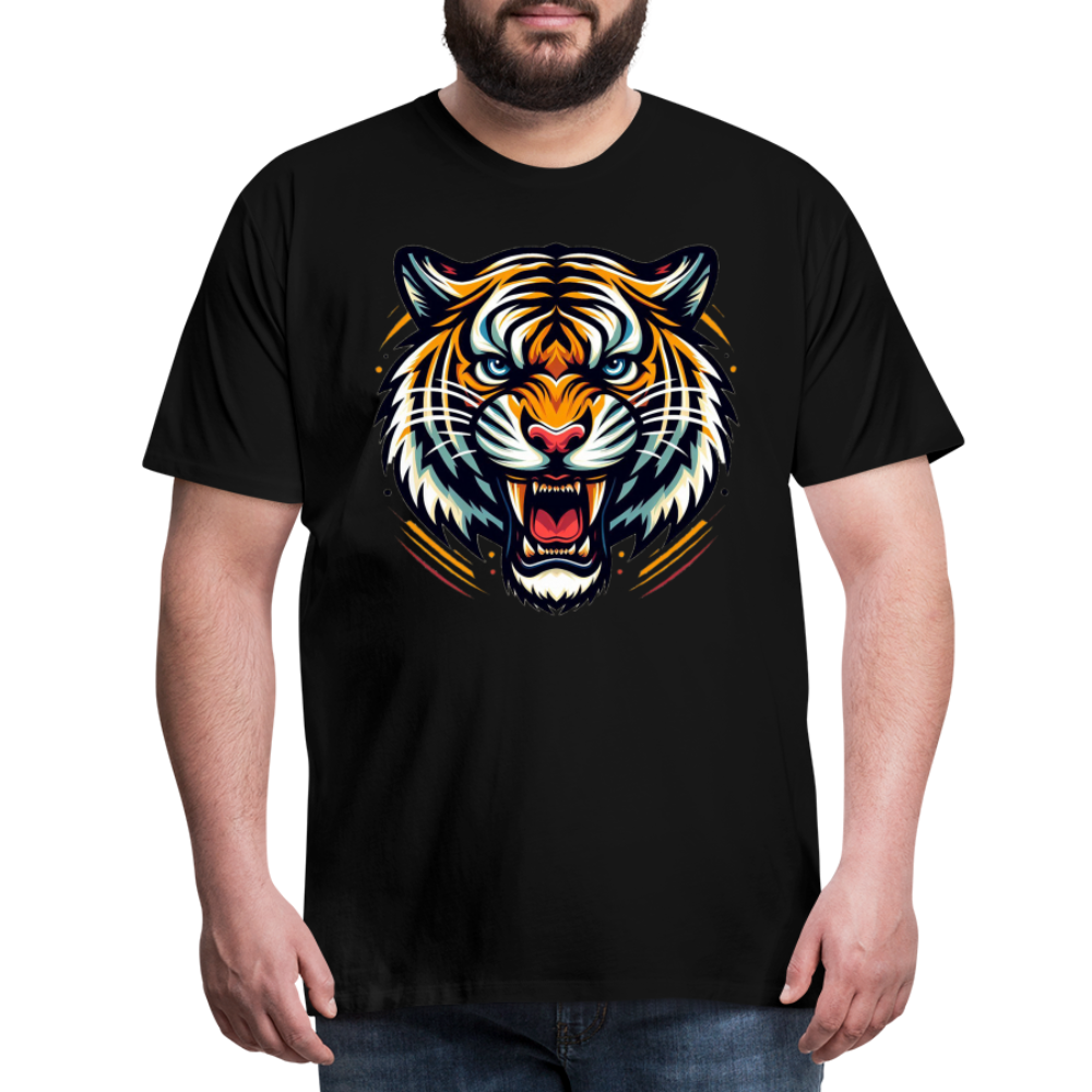 Männer T-Shirt Rundhals Unisex Tiger Sommer Streetwear Tank Top 100% Baumwolle - Schwarz
