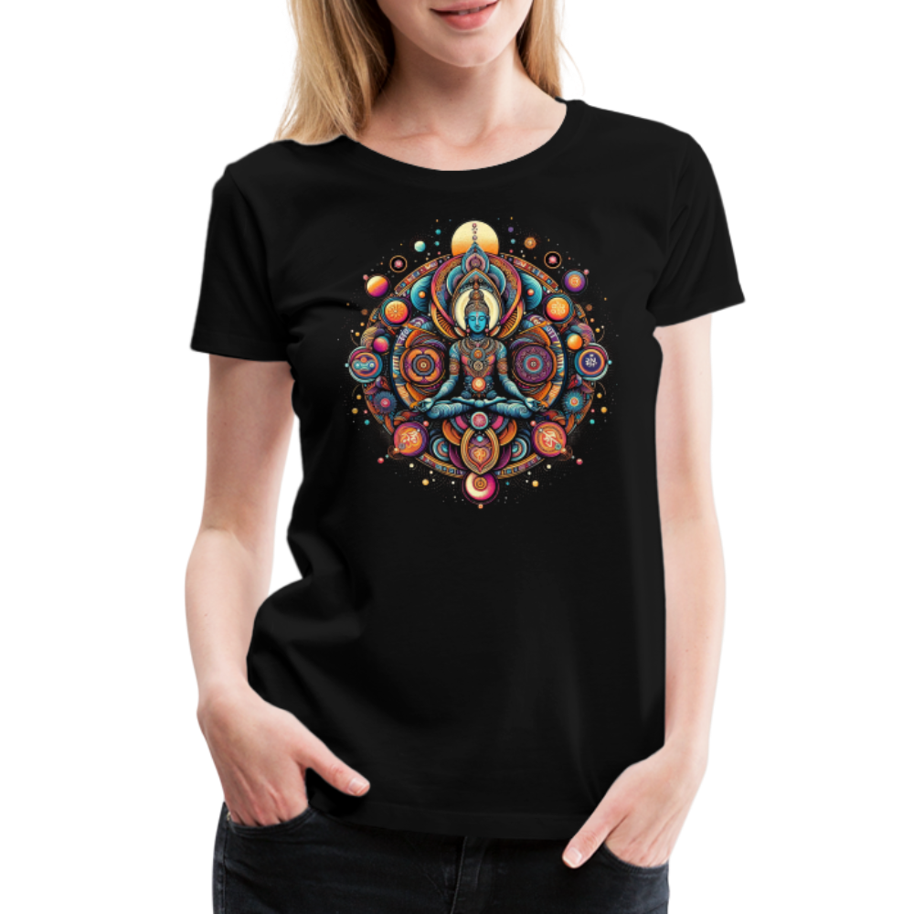 Damen Sommer Top Spirituelles Yoga T-Shirt Rundhals Streetwear lockeres Damentop - Schwarz