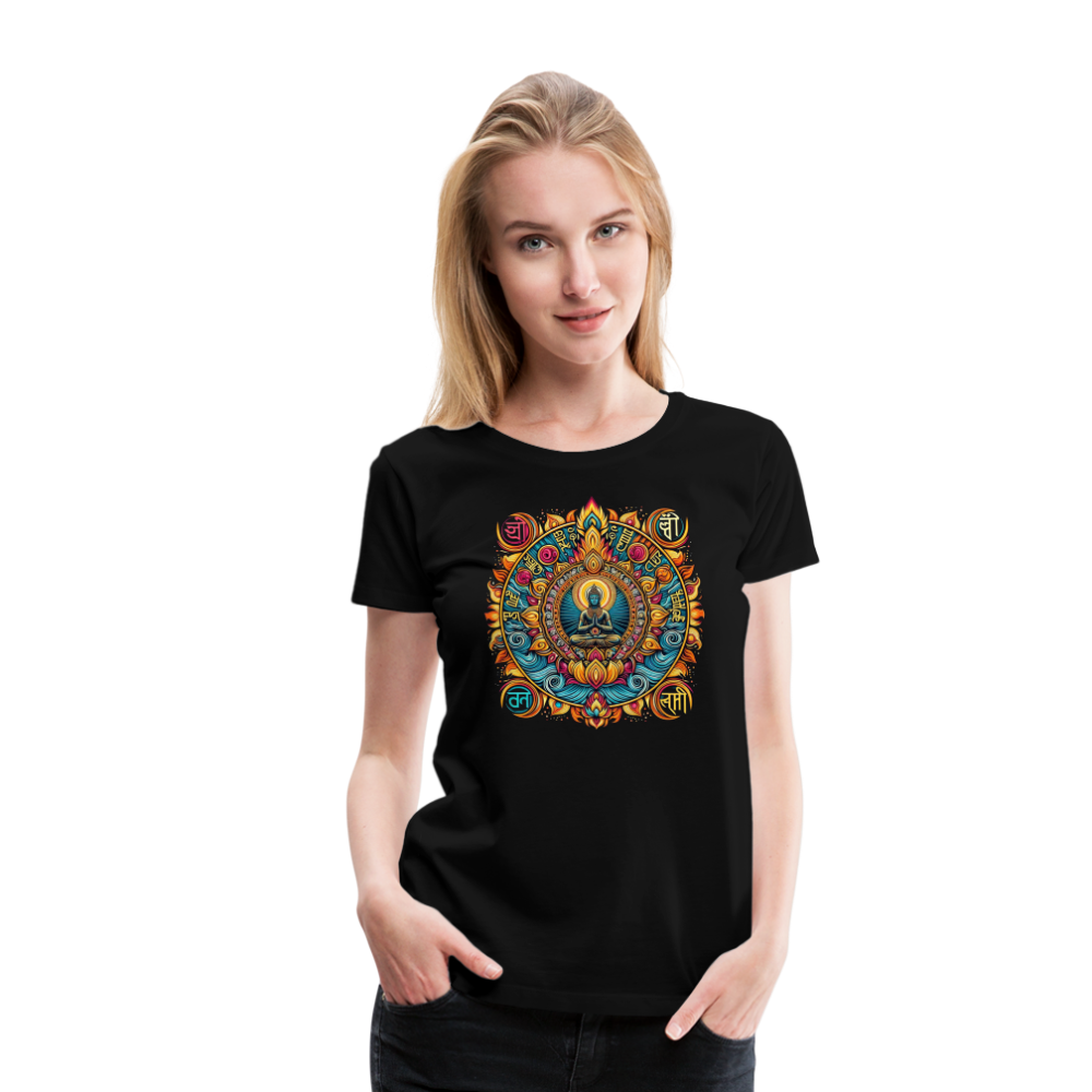 Damen Sommer Top Spirituelles Yoga T-Shirt Rundhals Streetwear lockeres Damentop - Schwarz