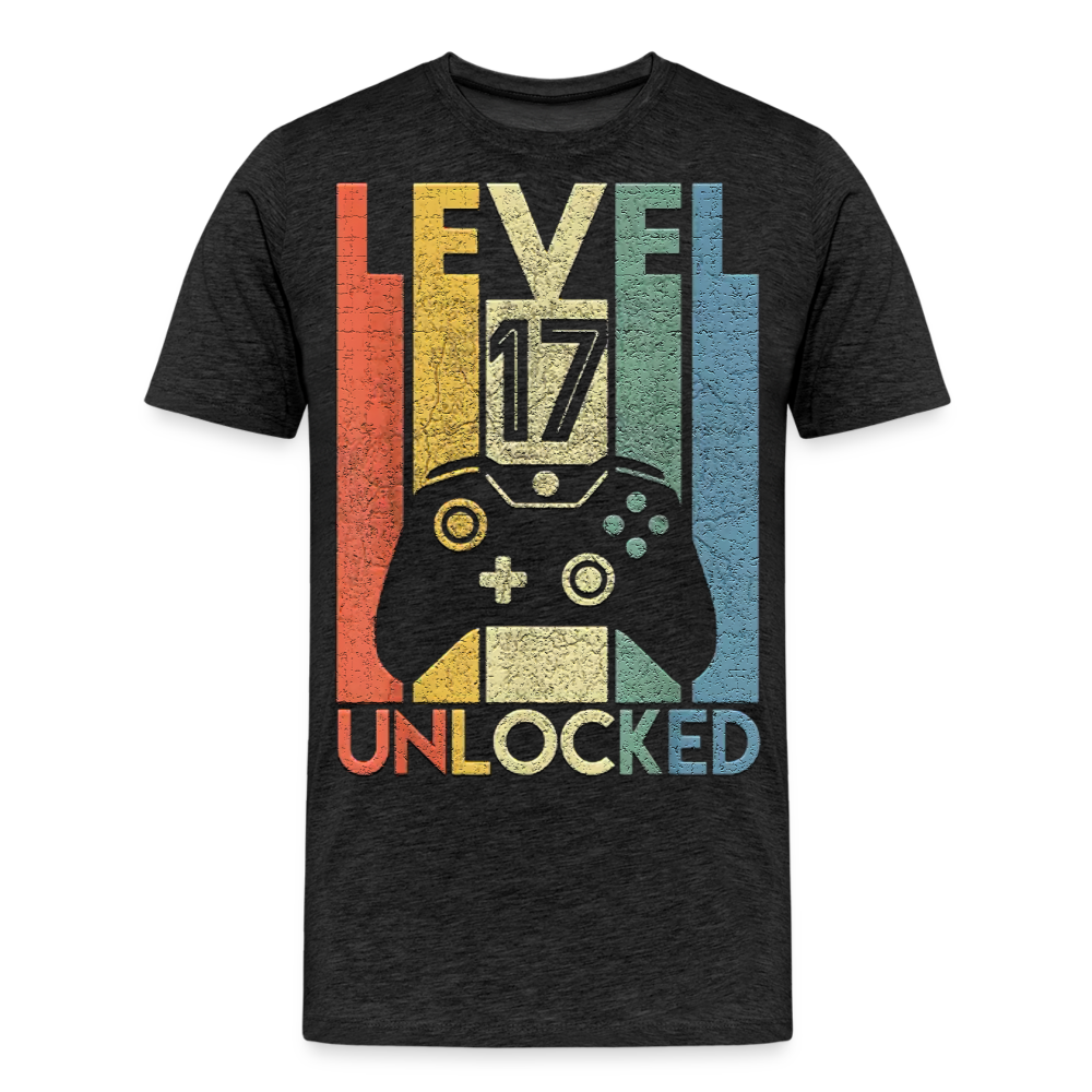 Gamer T-Shirt Top Level 17 Unlocked Fashion Herren Streetwear 100% Baumwolle - Anthrazit