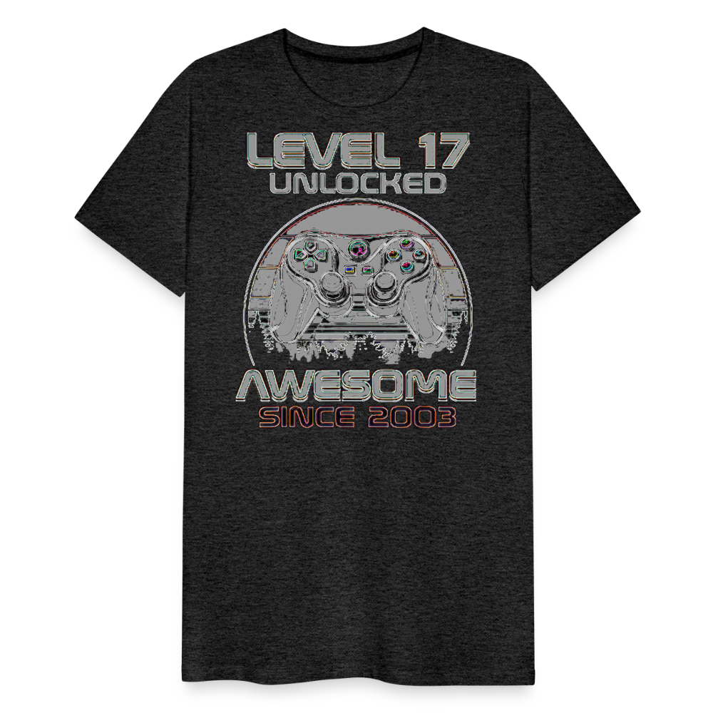 Gamer T-Shirt Top Level 17 Unlocked Fashion Herren Streetwear 100% Baumwolle - Anthrazit