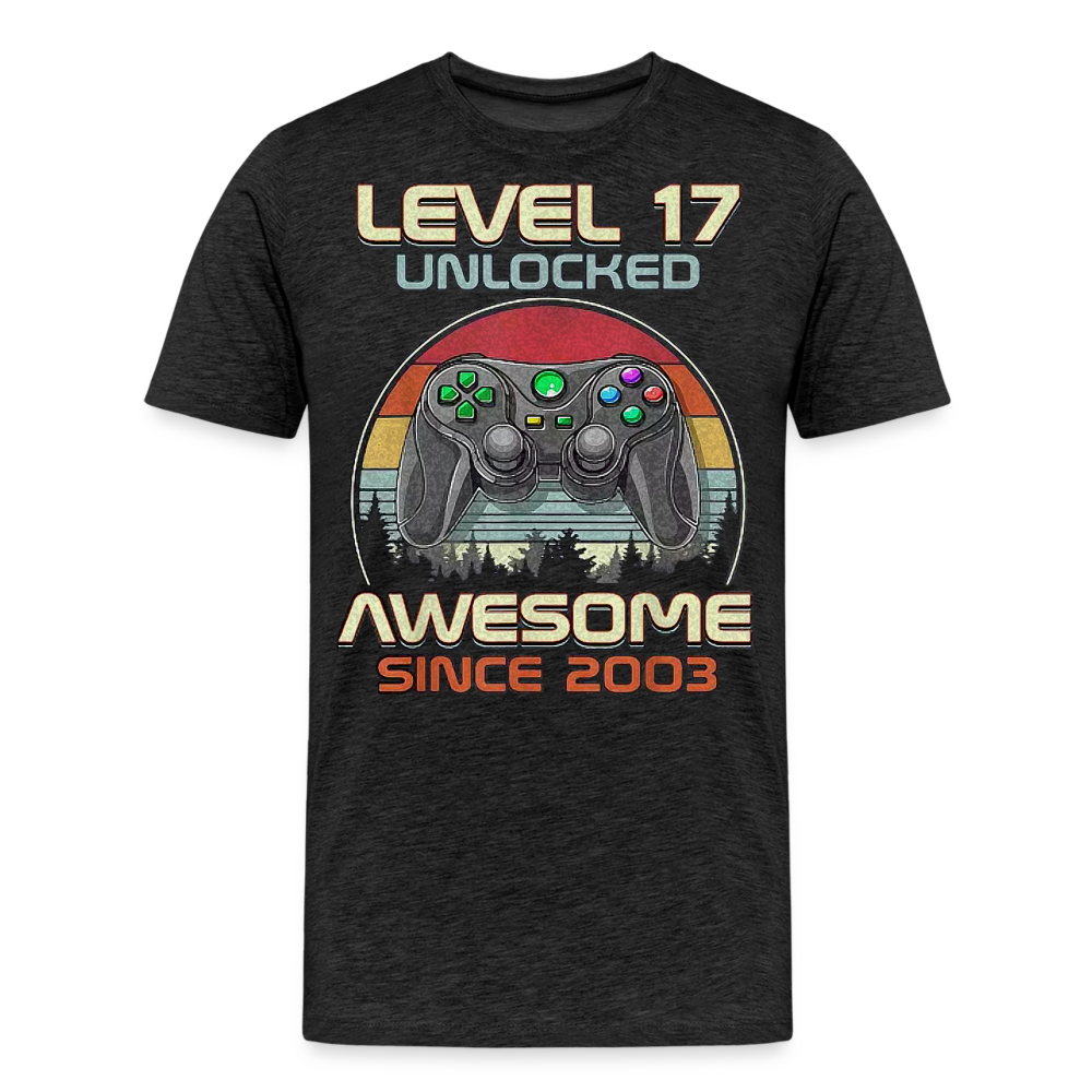 Gamer T-Shirt Top Level 17 Unlocked Fashion Herren Streetwear 100% Baumwolle - Anthrazit
