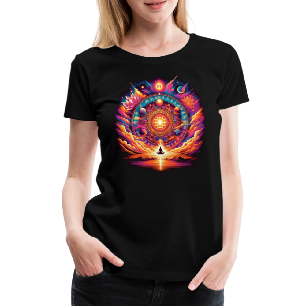Damen Sommer Top Spirituelles Yoga T-Shirt Rundhals Streetwear lockeres Damentop - Schwarz