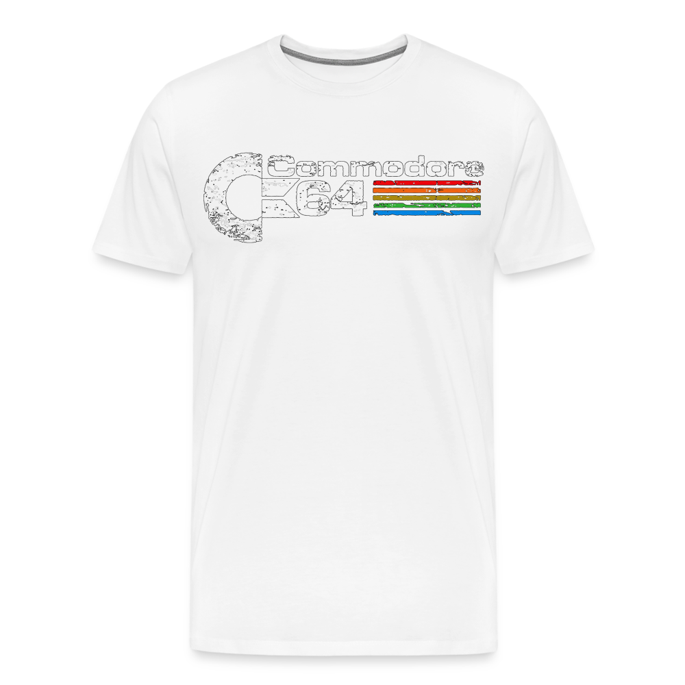 Fashion Herren Gaming Top Commodore T-Shirt Retro Streetwear 100 % Baumwolle - Weiß