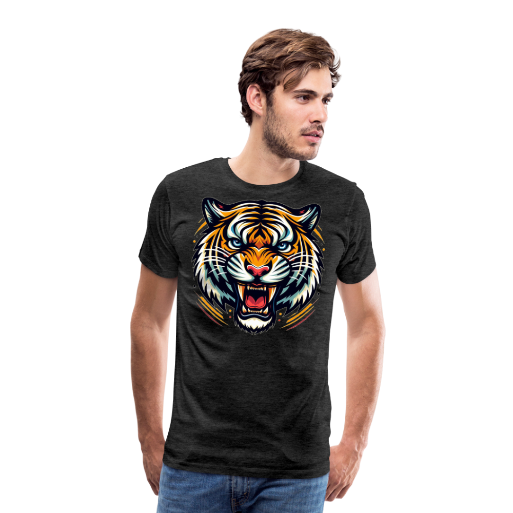 Herren T-Shirt Rundhals Unisex Tiger Sommer Streetwear Tank Top 100% Baumwolle - Anthrazit