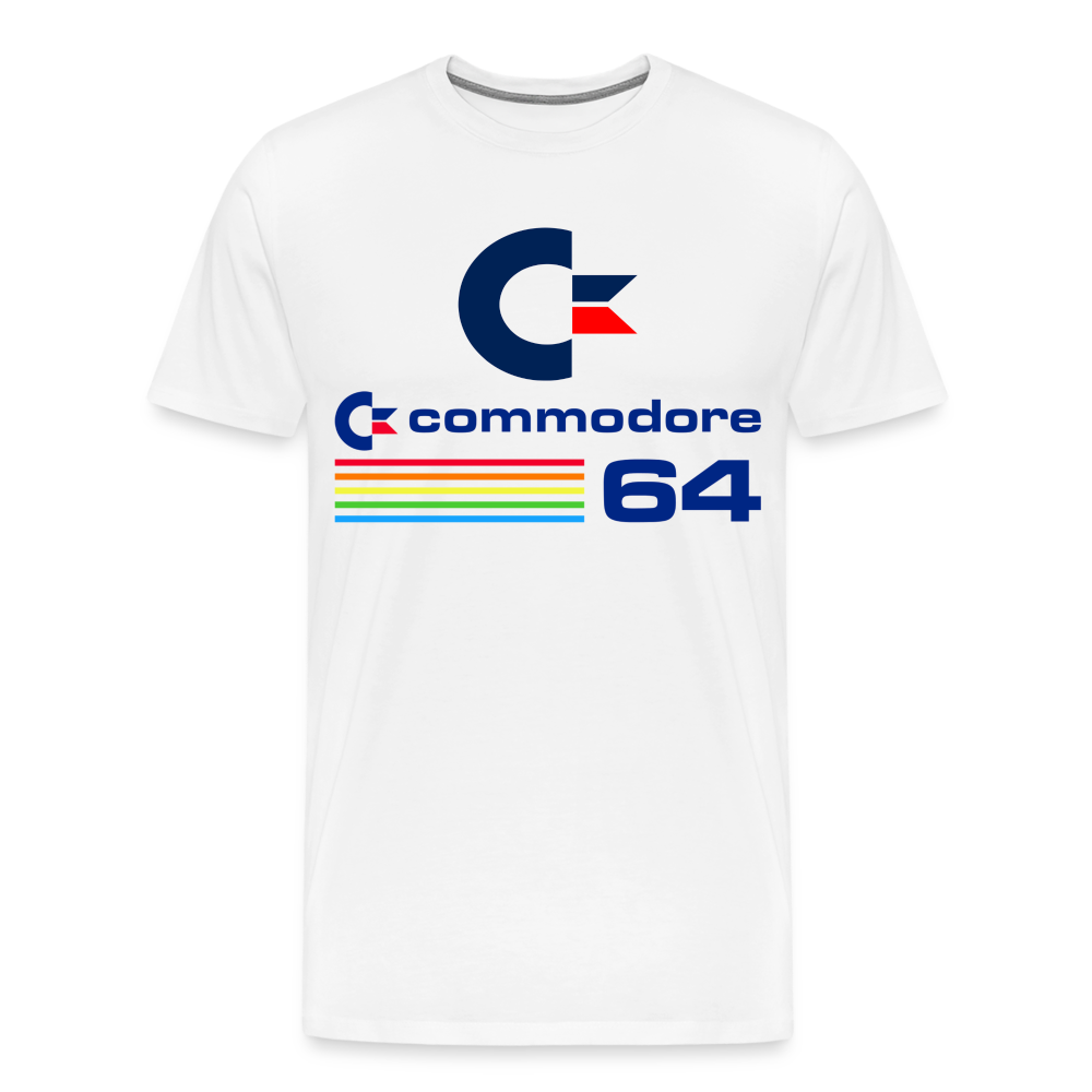 Fashion Herren Gaming Top Commodore T-Shirt Retro Streetwear 100 % Baumwolle - Weiß