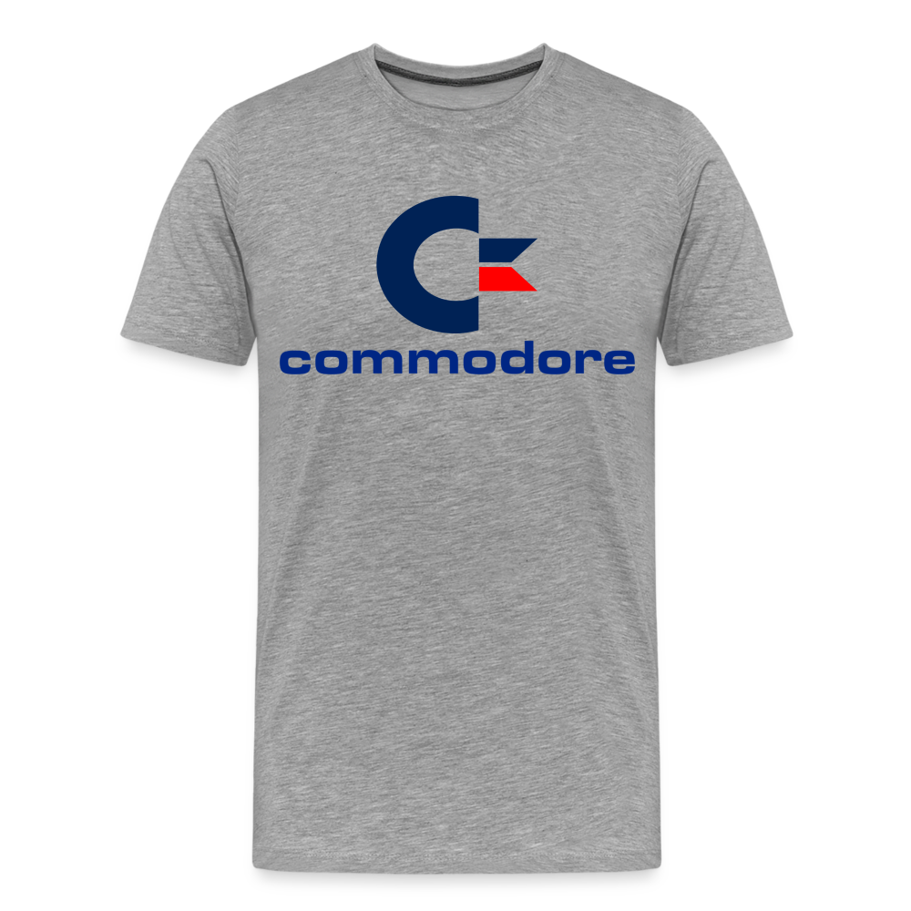 Fashion Herren Gaming Top Commodore T-Shirt Retro Streetwear 100 % Baumwolle - Grau meliert