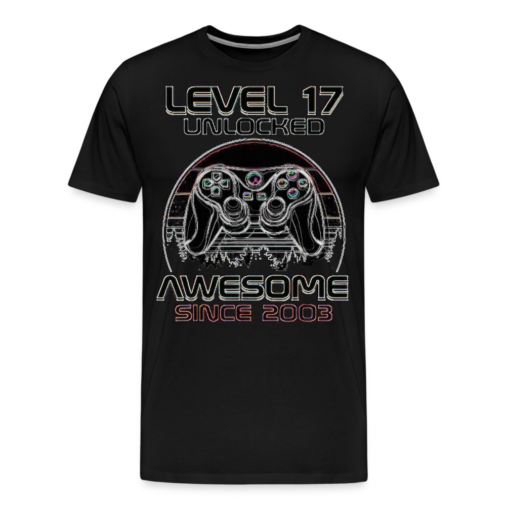 Gamer T-Shirt Top Level 17 Unlocked Fashion Herren Streetwear 100% Baumwolle - Schwarz