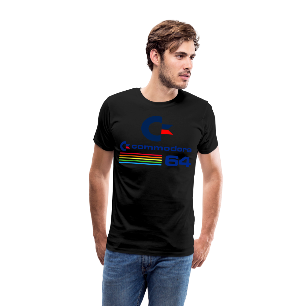 Fashion Herren Gaming Top Commodore T-Shirt Retro Streetwear 100 % Baumwolle - Schwarz