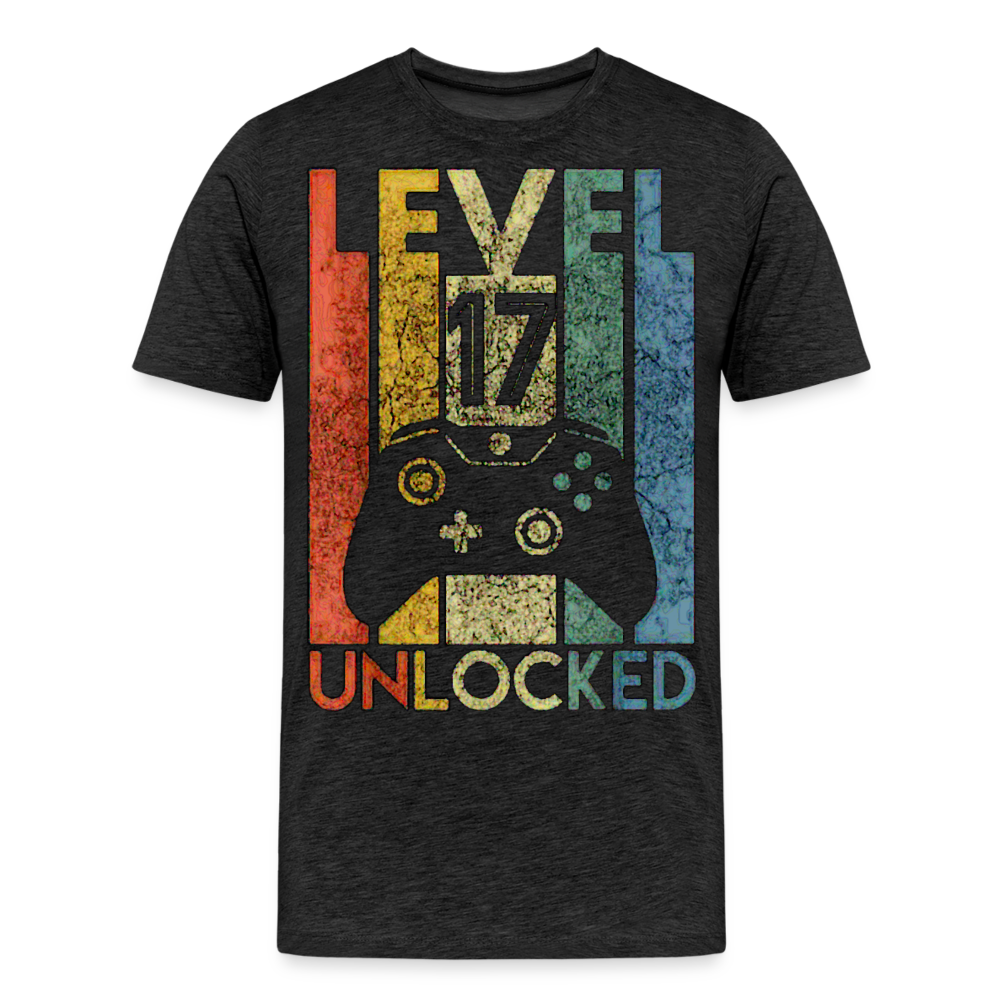Gamer T-Shirt Top Level 17 Unlocked Fashion Herren Streetwear 100% Baumwolle - Anthrazit