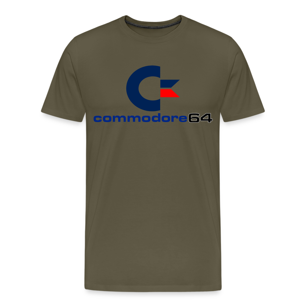 Fashion Herren Gaming Top Commodore T-Shirt Retro Streetwear 100 % Baumwolle - Khaki