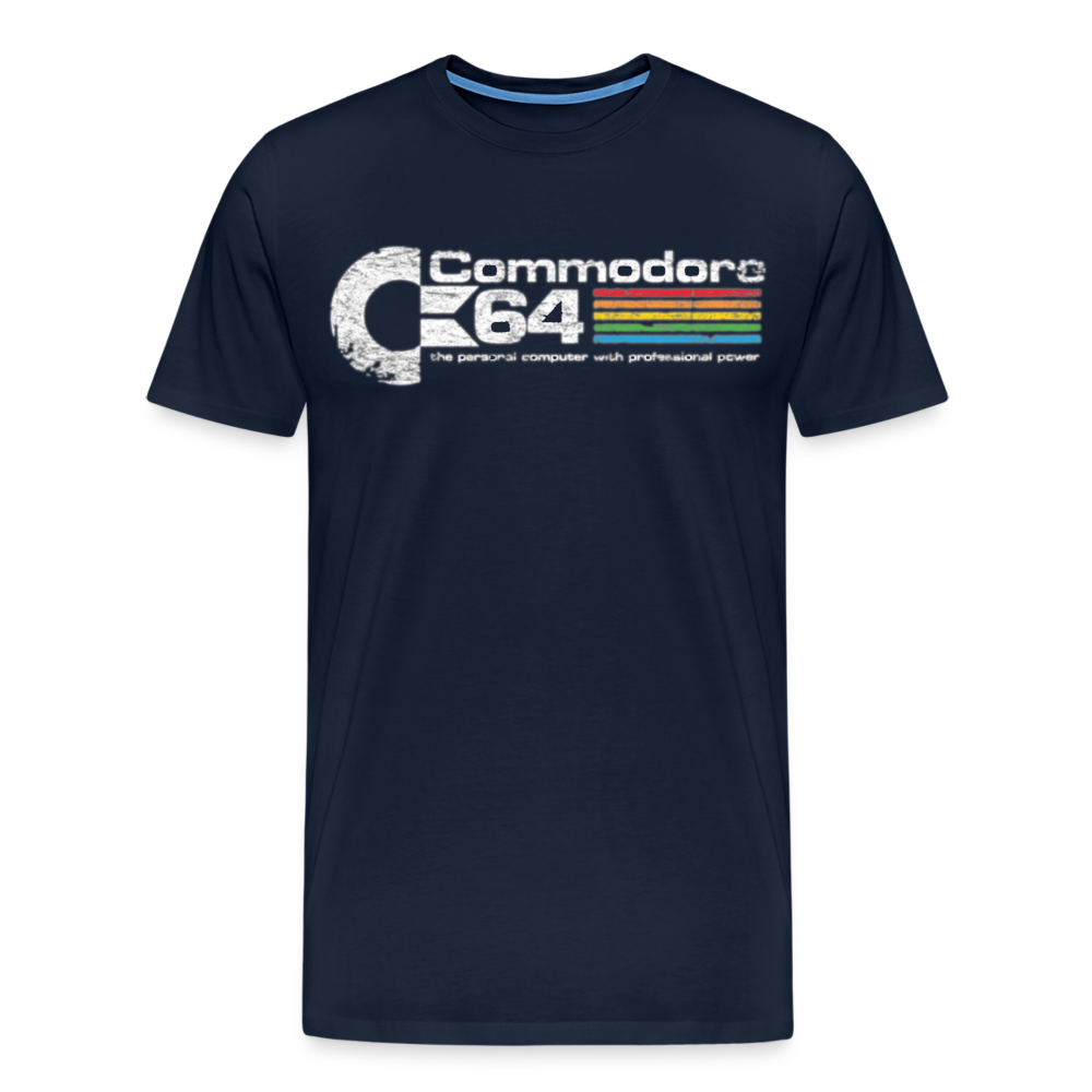 Fashion Herren Gaming Top Commodore T-Shirt Retro Streetwear 100 % Baumwolle - Navy