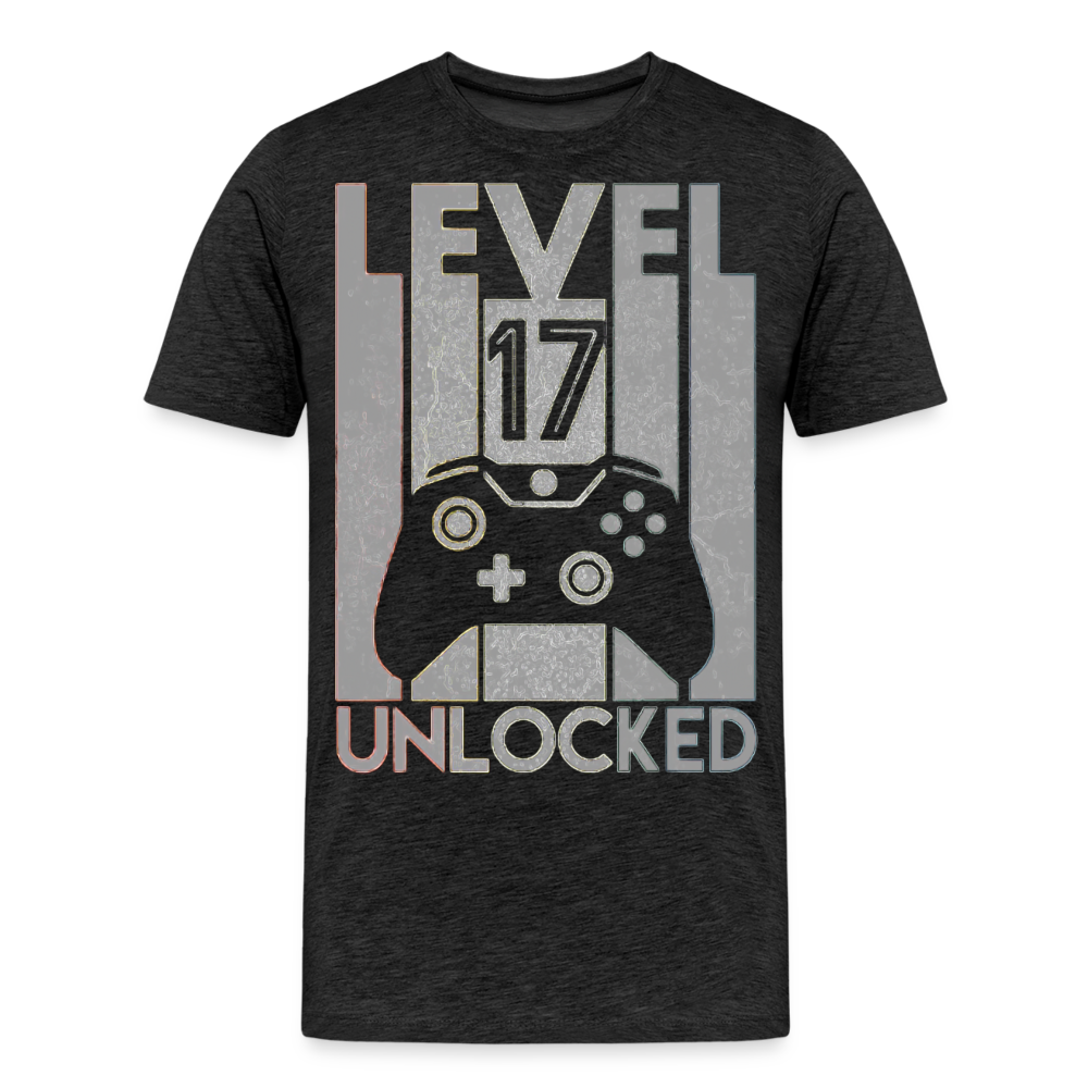 Gamer T-Shirt Top Level 17 Unlocked Fashion Herren Streetwear 100% Baumwolle - Anthrazit