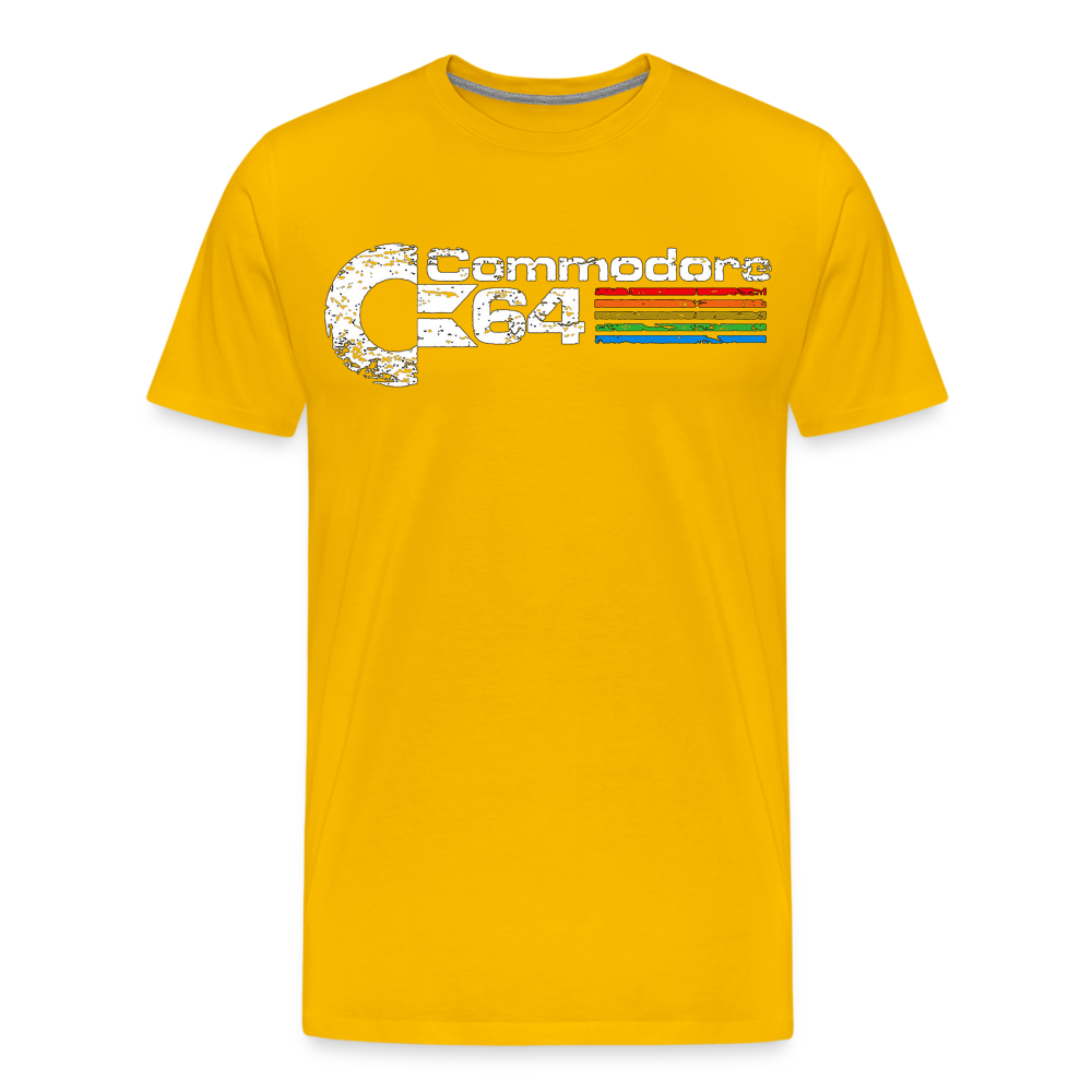 Fashion Herren Gaming Top Commodore T-Shirt Retro Streetwear 100 % Baumwolle - Sonnengelb