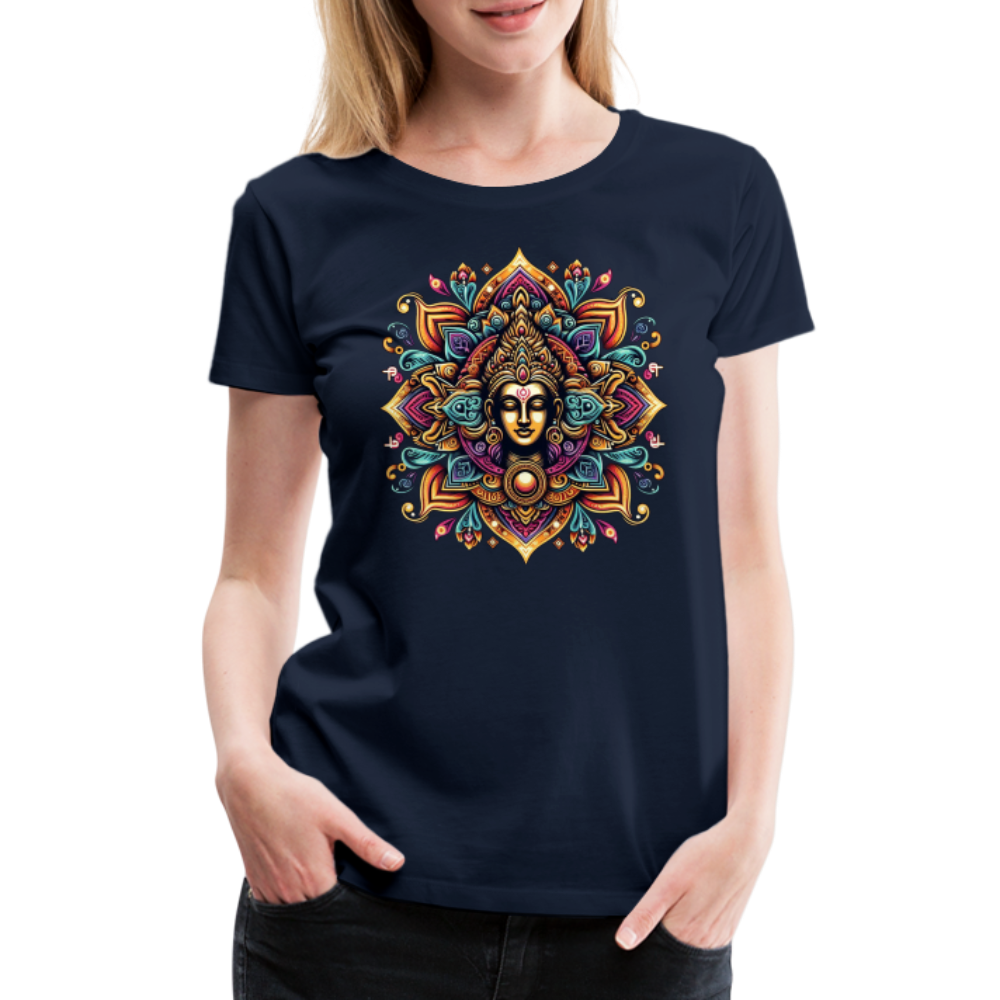 Damen Sommer Top Spirituelles Yoga T-Shirt Rundhals Streetwear lockeres Damentop - Navy