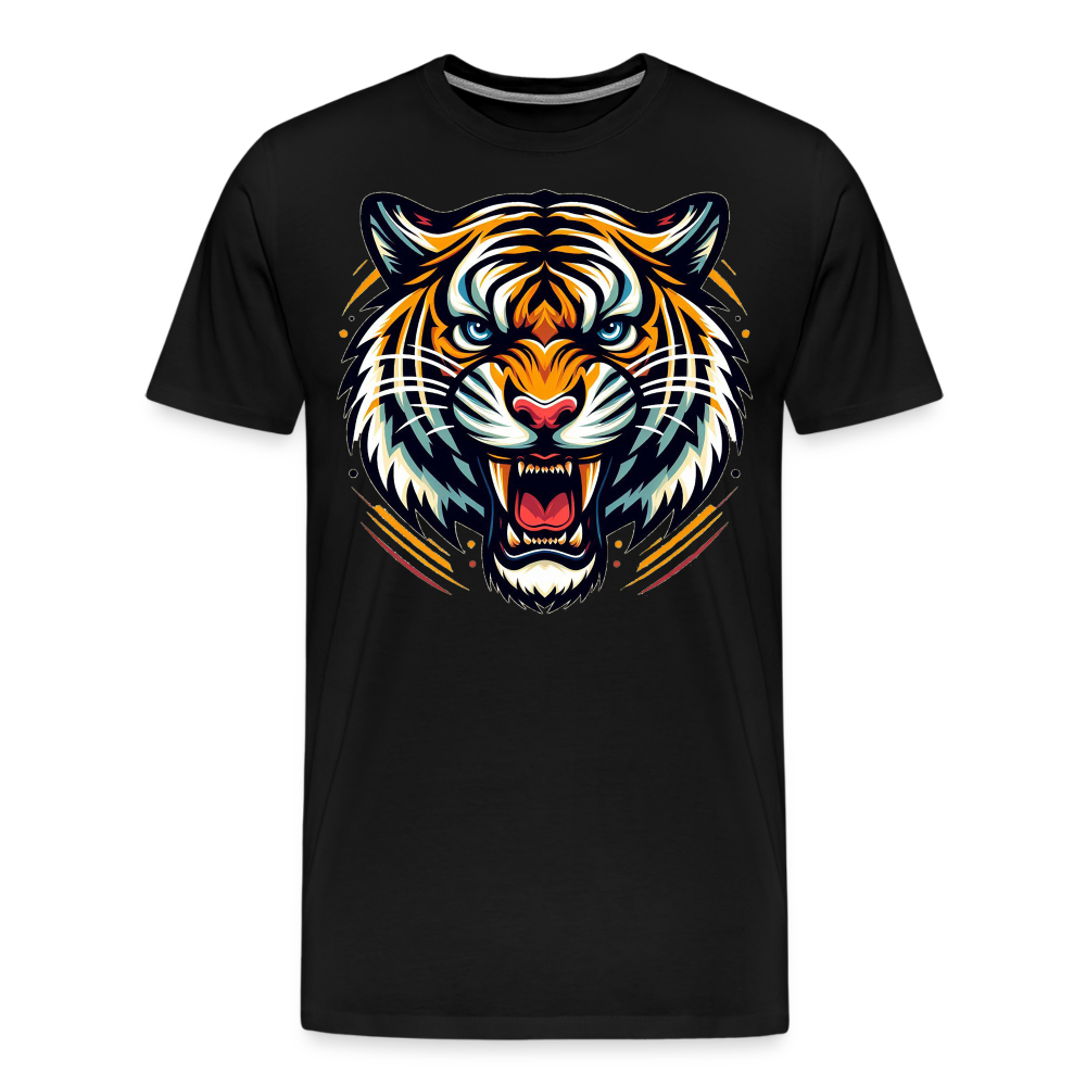 Herren T-Shirt Rundhals Unisex Tiger Sommer Streetwear Tank Top 100% Baumwolle - Schwarz