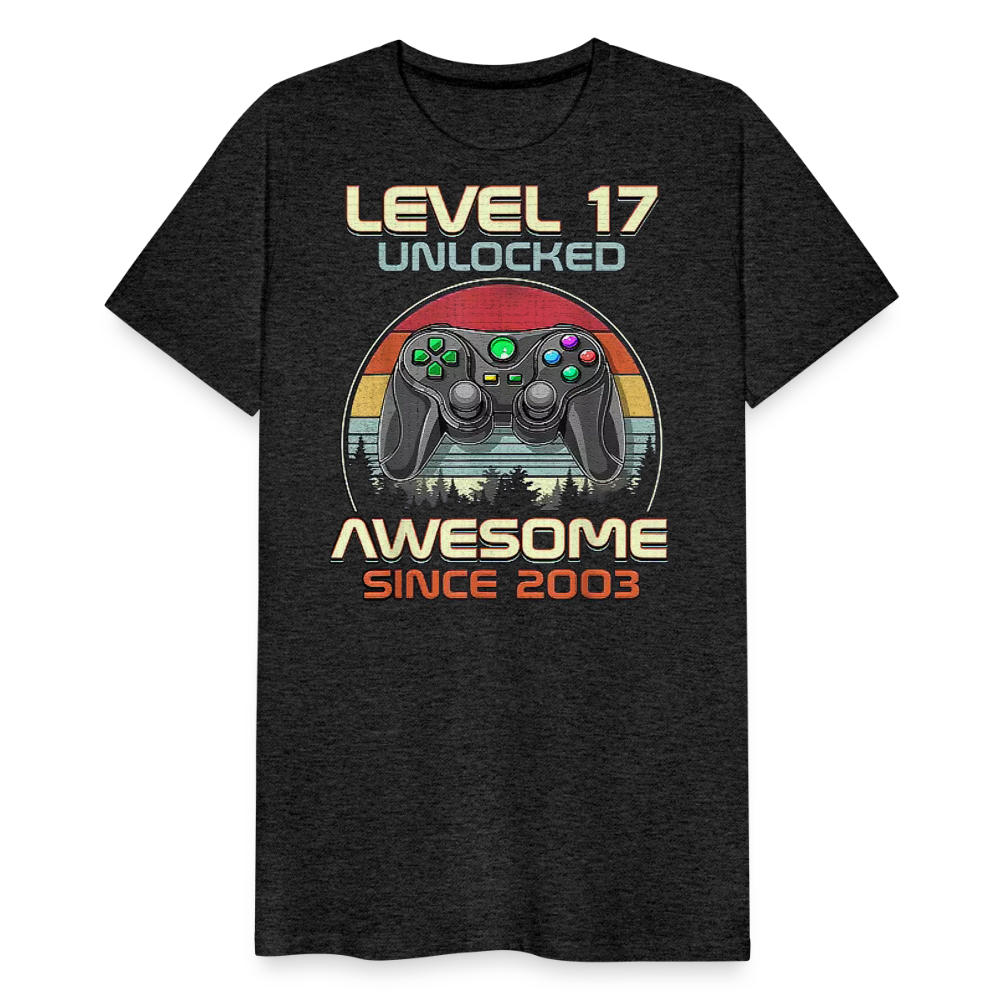 Gamer T-Shirt Top Level 17 Unlocked Fashion Herren Streetwear 100% Baumwolle - Anthrazit