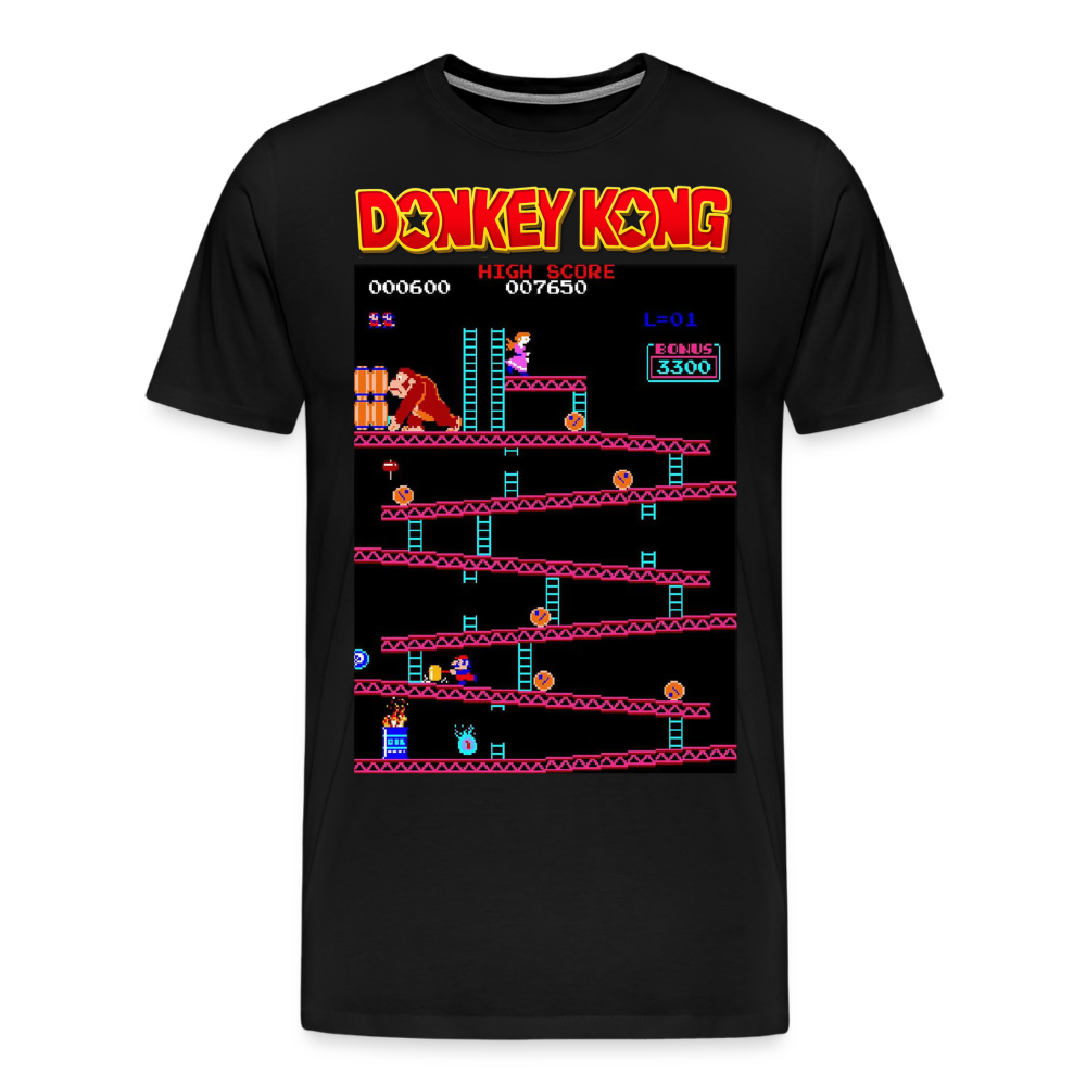 Fashion Herren Gaming Top Donkey T-Shirt Retro Streetwear 100% Baumwolle - Schwarz