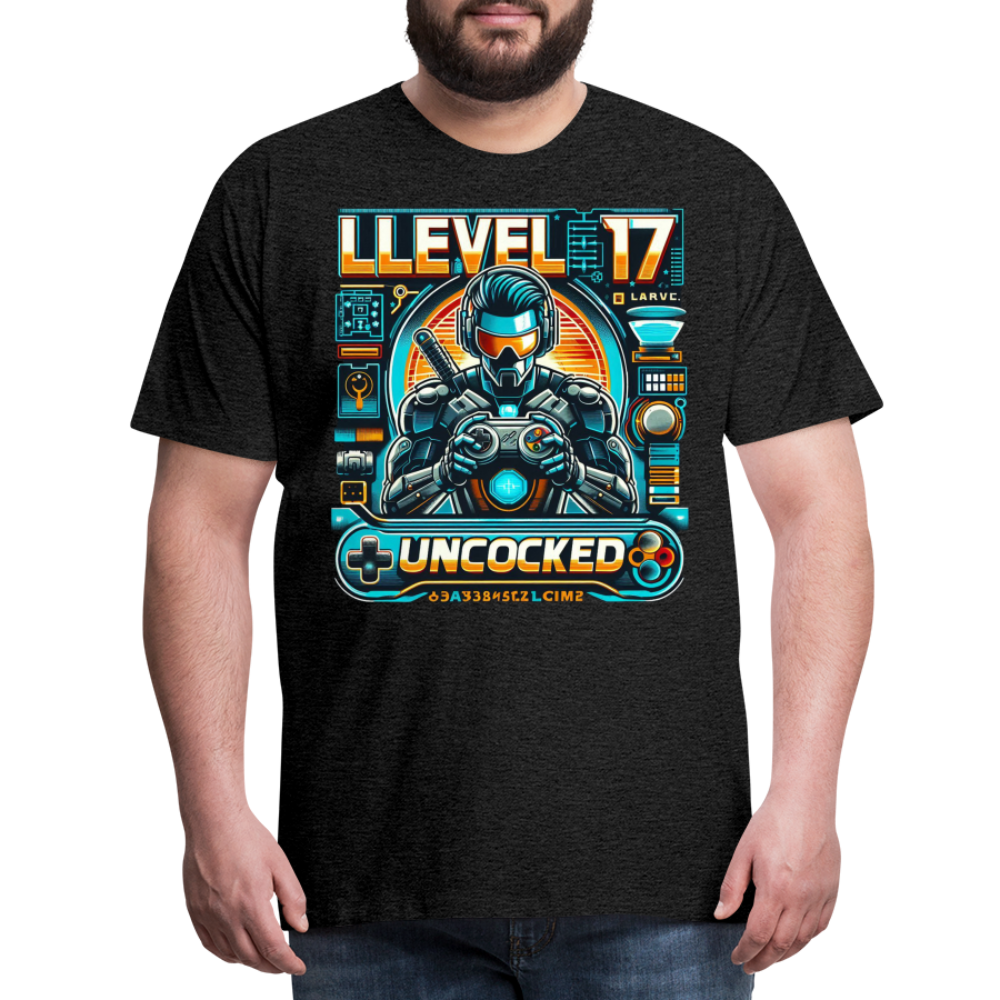 Gamer T-Shirt Top Level 17 Unlocked Fashion Herren Streetwear 100% Baumwolle - Anthrazit