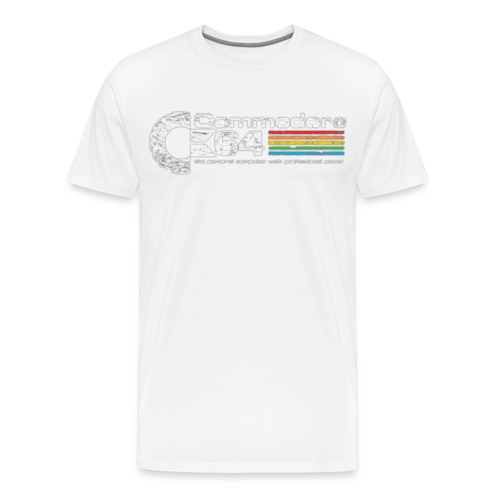 Fashion Herren Gaming Top Commodore T-Shirt Retro Streetwear 100 % Baumwolle - Weiß