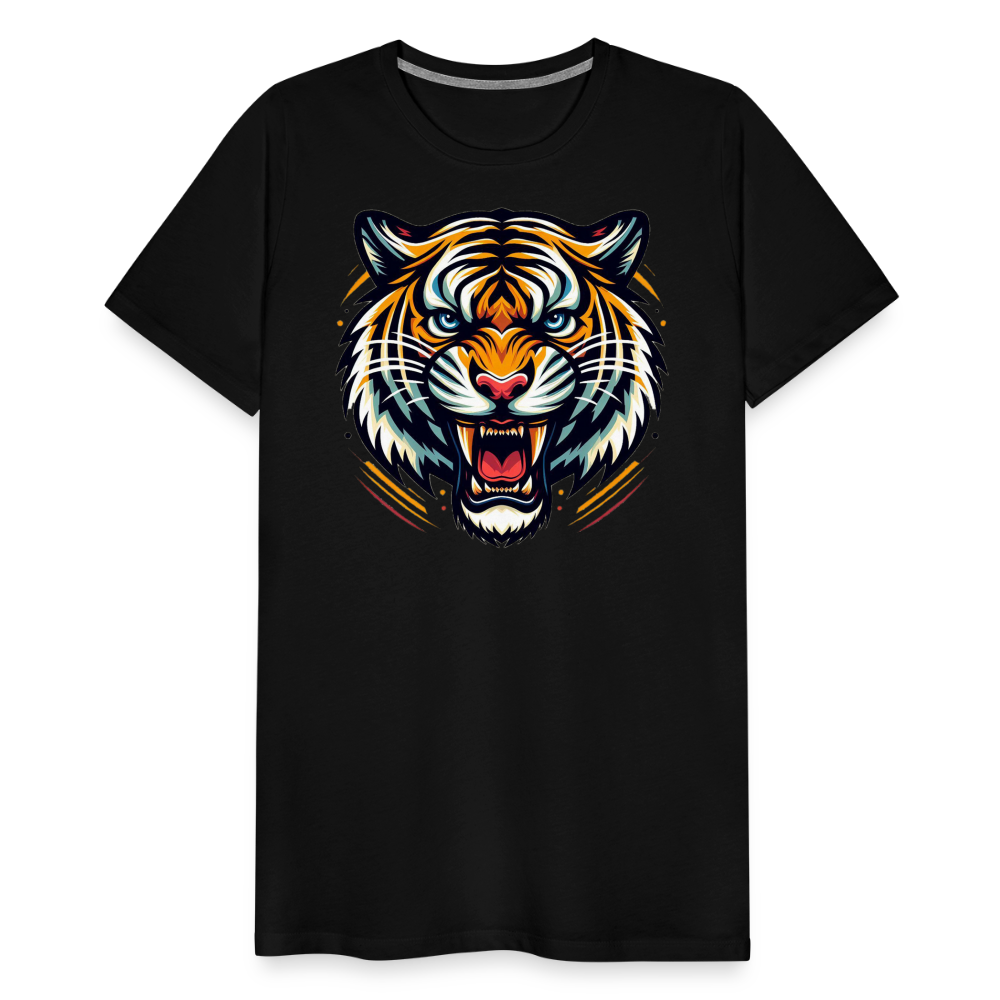 Männer T-Shirt Rundhals Unisex Tiger Sommer Streetwear Tank Top 100% Baumwolle - Schwarz