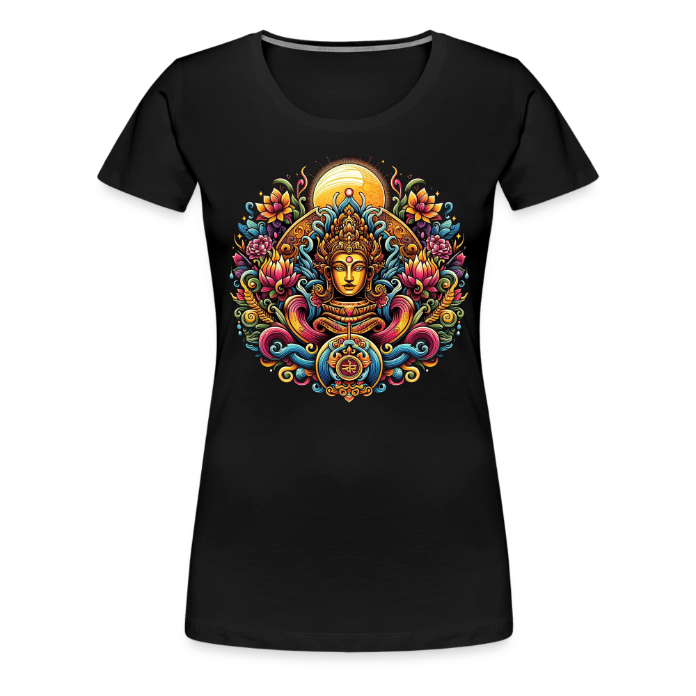 Damen Sommer Top Spirituelles Yoga T-Shirt Rundhals Streetwear lockeres Damentop - Schwarz