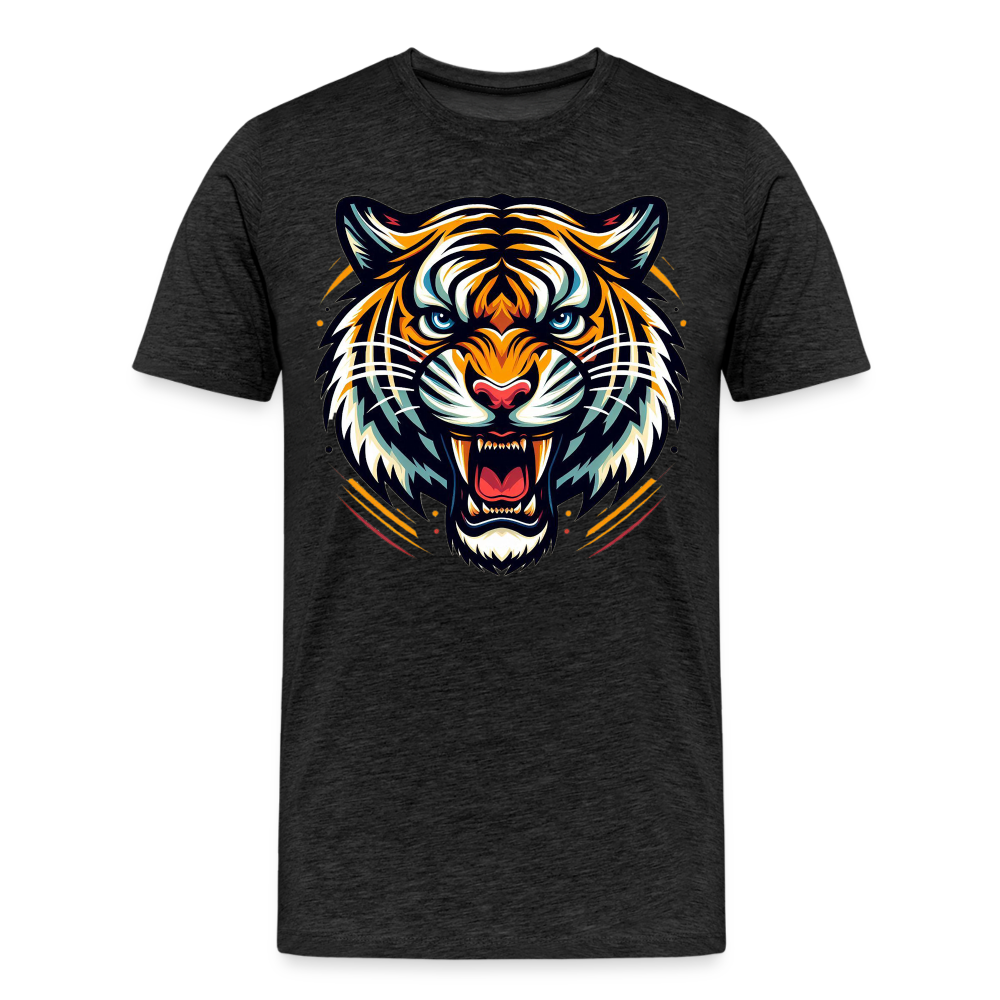 Männer T-Shirt Rundhals Unisex Tiger Sommer Streetwear Tank Top 100% Baumwolle - Anthrazit