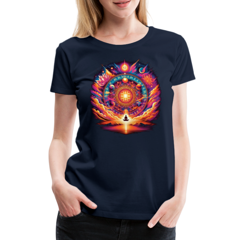 Damen Sommer Top Spirituelles Yoga T-Shirt Rundhals Streetwear lockeres Damentop - Navy