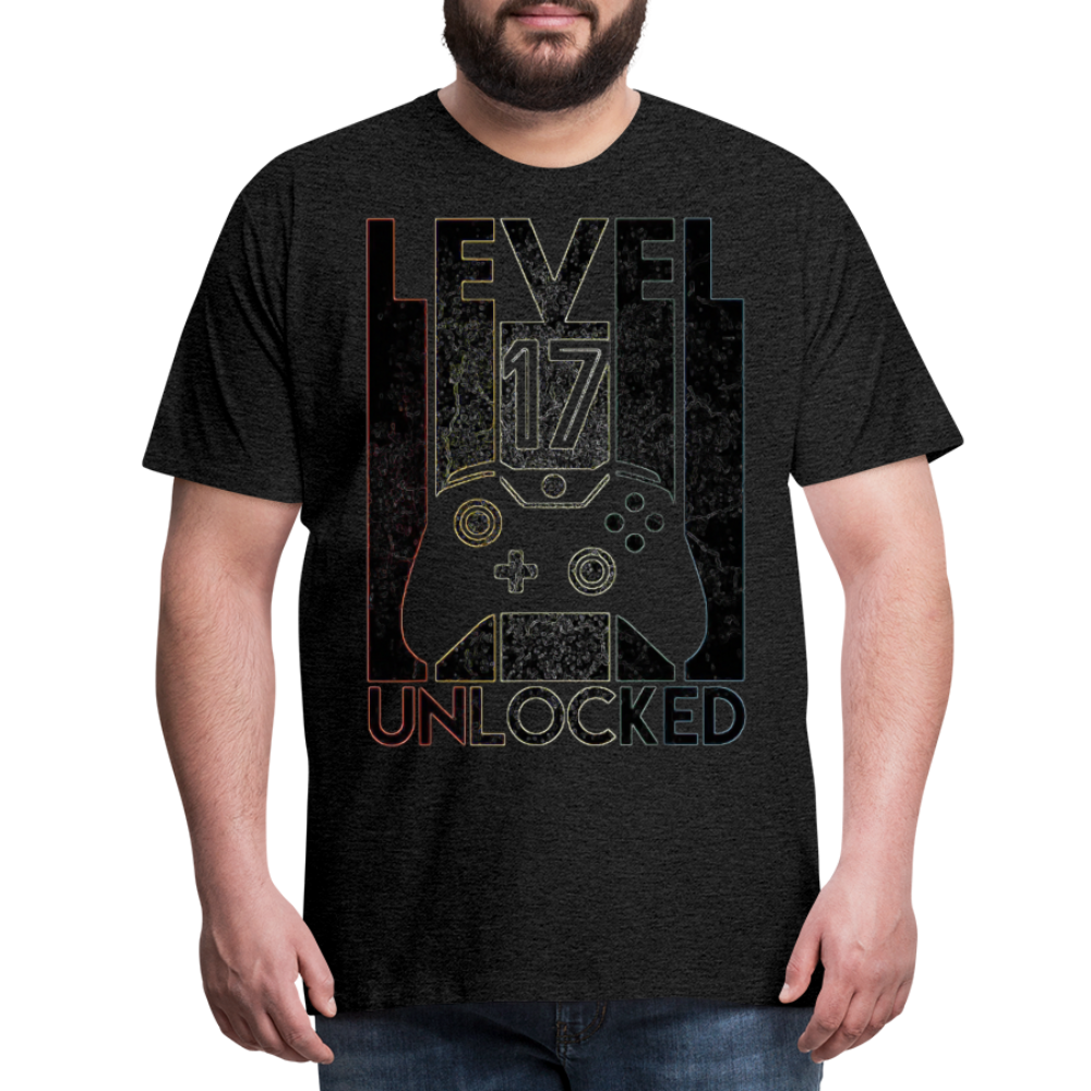 Gamer T-Shirt Top Level 17 Unlocked Fashion Herren Streetwear 100% Baumwolle - Anthrazit
