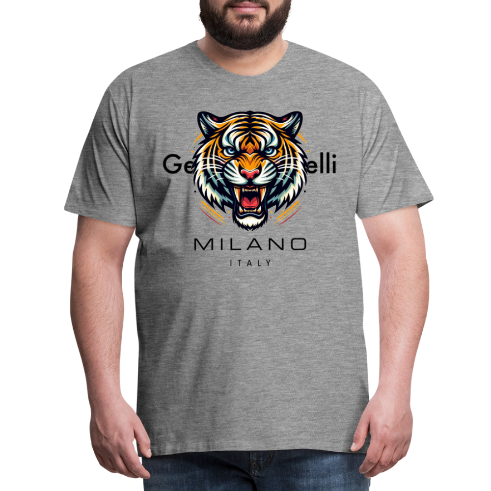 Männer T-Shirt Rundhals Unisex Tiger Sommer Streetwear Tank Top 100% Baumwolle - Grau meliert