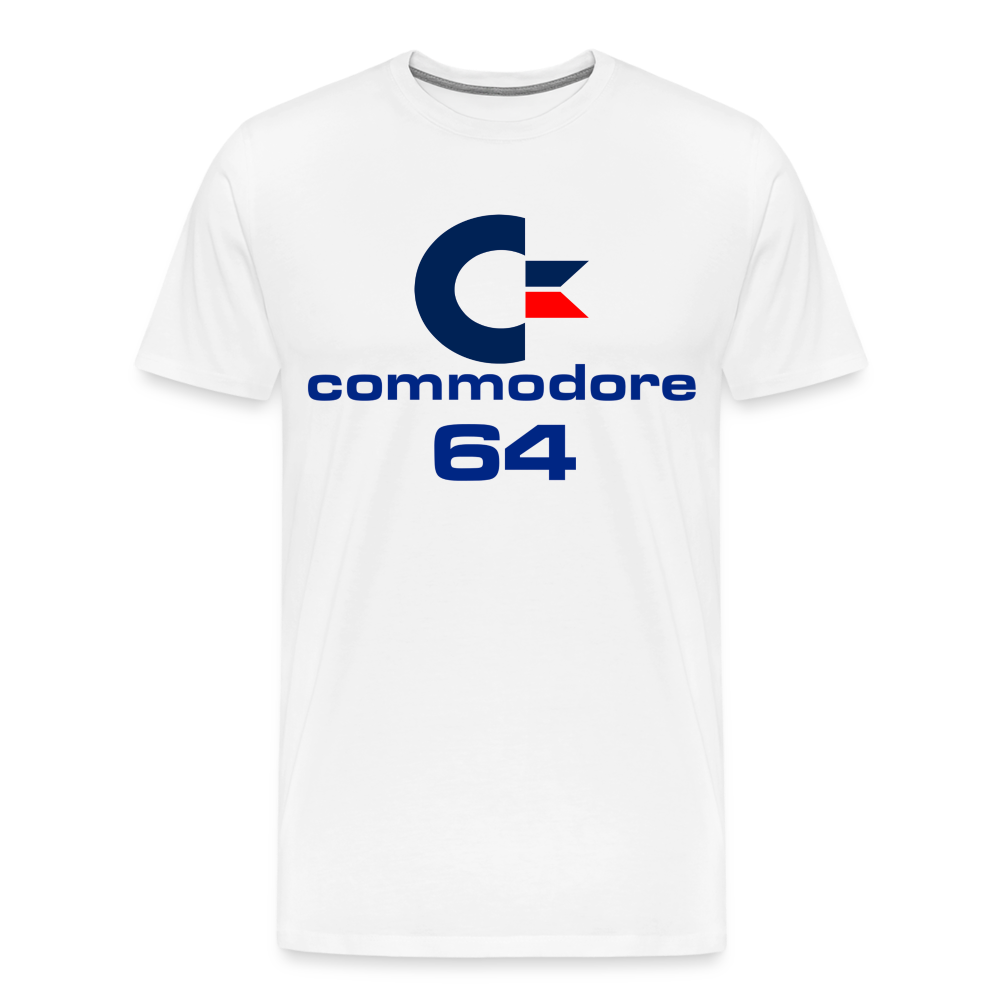Fashion Herren Gaming Top Commodore T-Shirt Retro Streetwear 100 % Baumwolle - Weiß