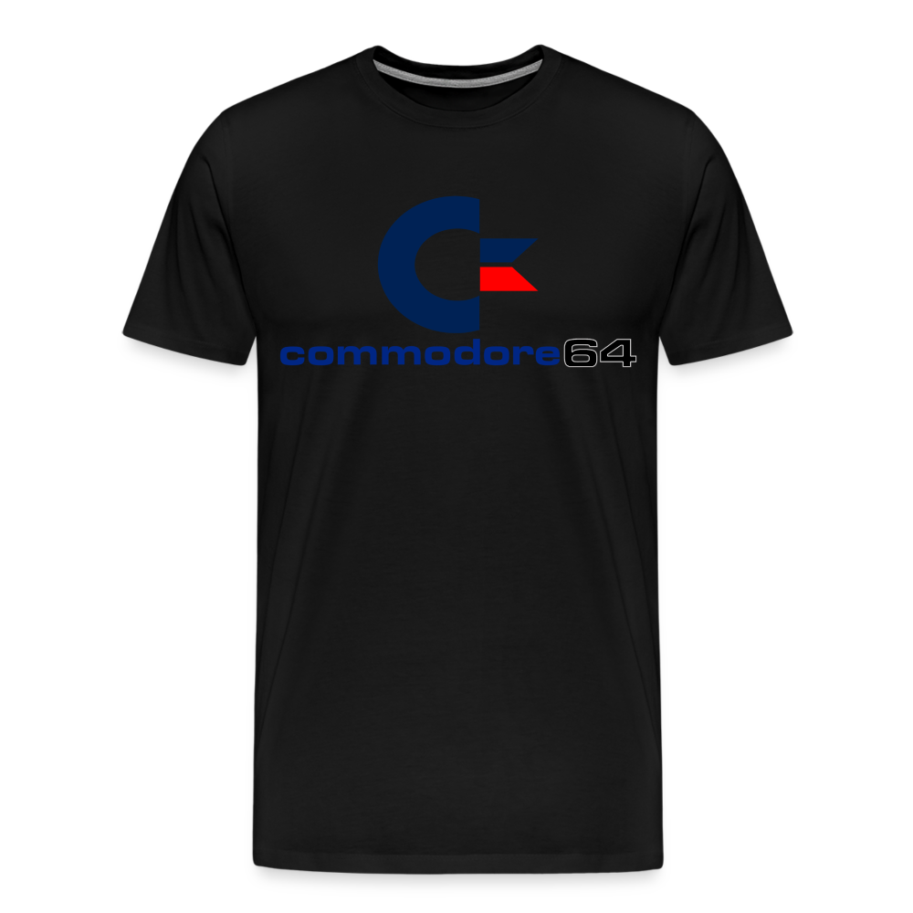 Fashion Herren Gaming Top Commodore T-Shirt Retro Streetwear 100 % Baumwolle - Schwarz