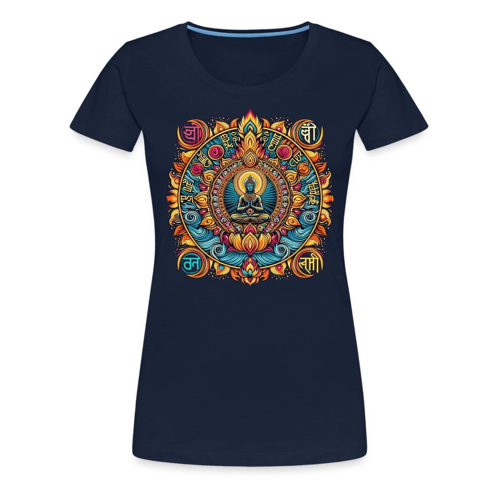 Damen Sommer Top Spirituelles Yoga T-Shirt Rundhals Streetwear lockeres Damentop - Navy