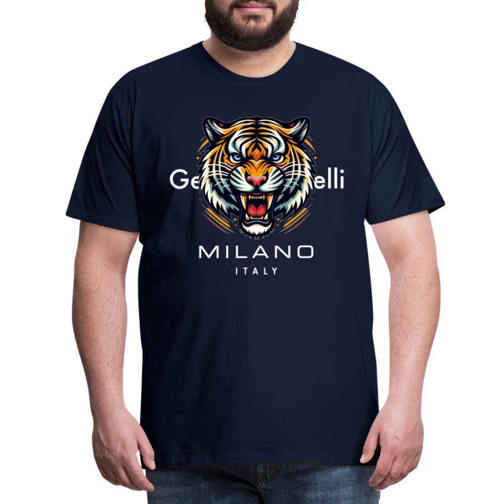 Männer T-Shirt Rundhals Unisex Tiger Sommer Streetwear Tank Top 100% Baumwolle - Navy