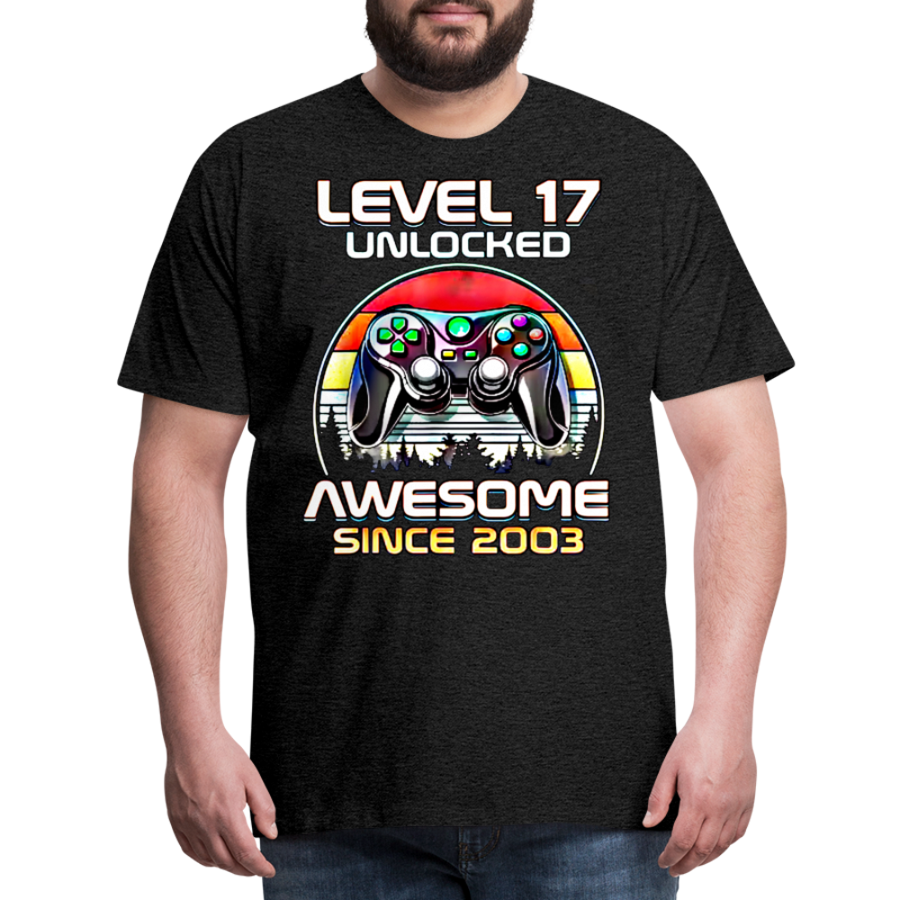 Gamer T-Shirt Top Level 17 Unlocked Fashion Herren Streetwear 100% Baumwolle - Anthrazit