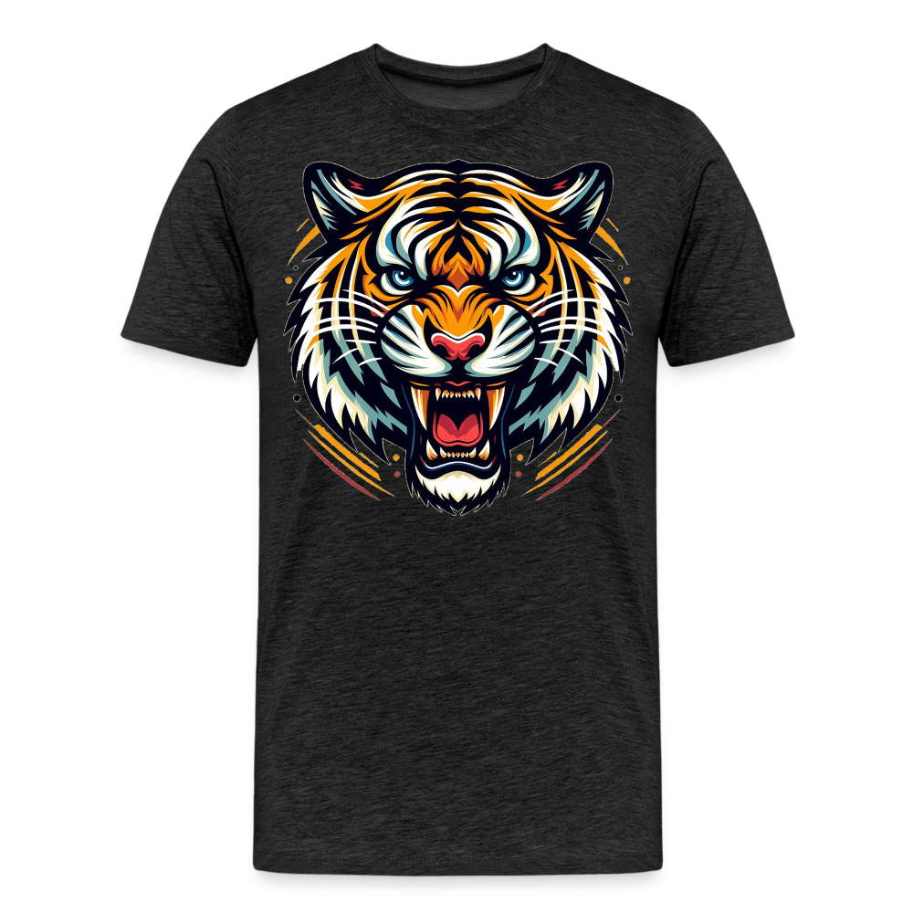 Herren T-Shirt Rundhals Unisex Tiger Sommer Streetwear Tank Top 100% Baumwolle - Anthrazit