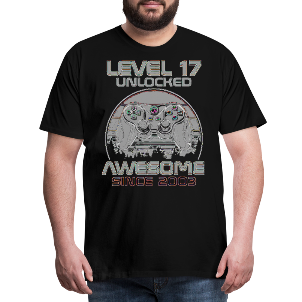 Gamer T-Shirt Top Level 17 Unlocked Fashion Herren Streetwear 100% Baumwolle - Schwarz