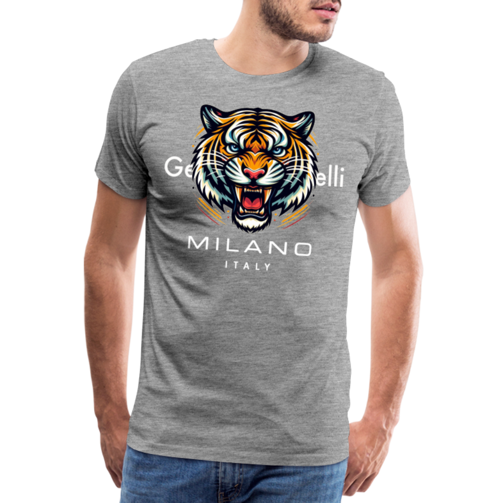 Männer T-Shirt Rundhals Unisex Tiger Sommer Streetwear Tank Top 100% Baumwolle - Grau meliert