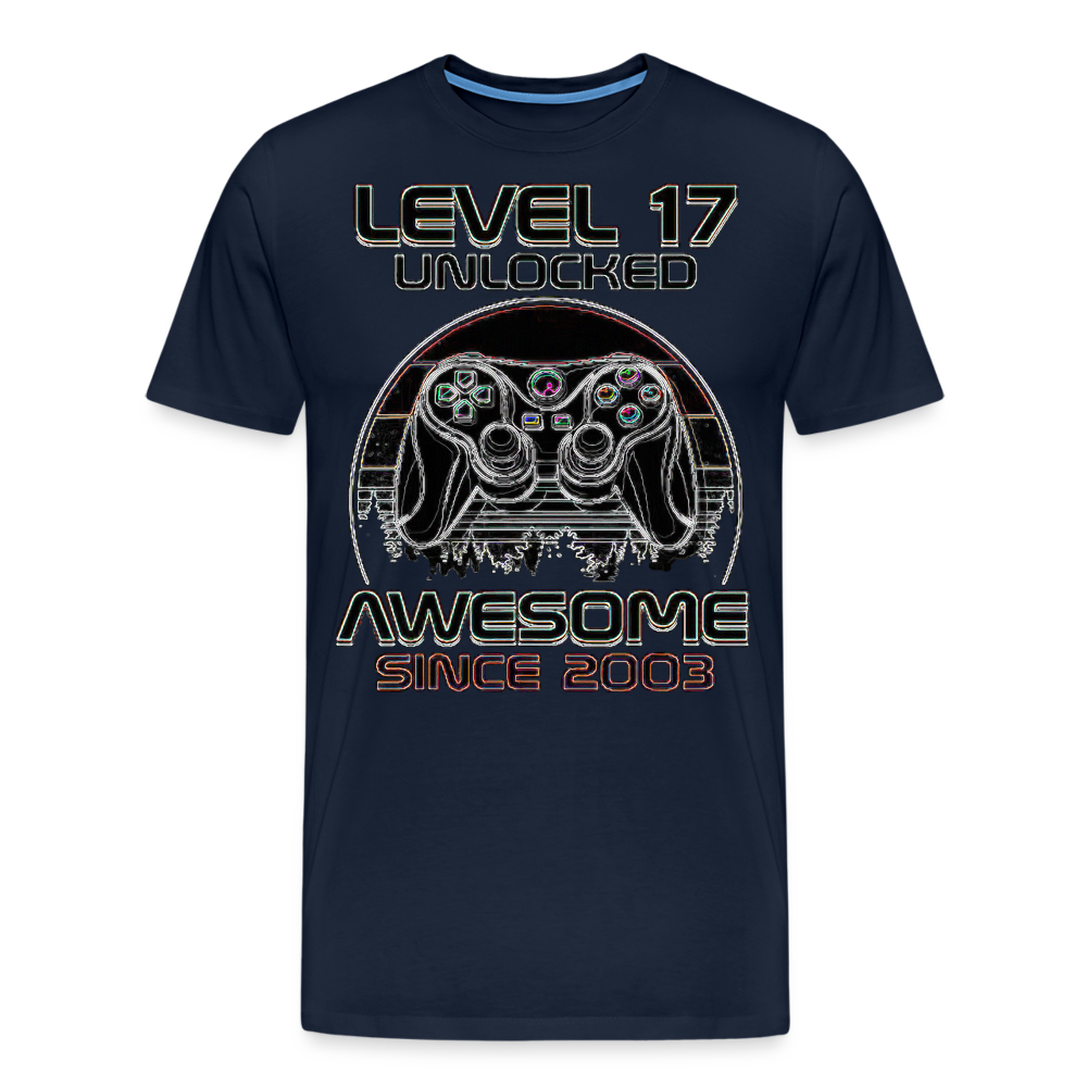 Gamer T-Shirt Top Level 17 Unlocked Fashion Herren Streetwear 100% Baumwolle - Navy