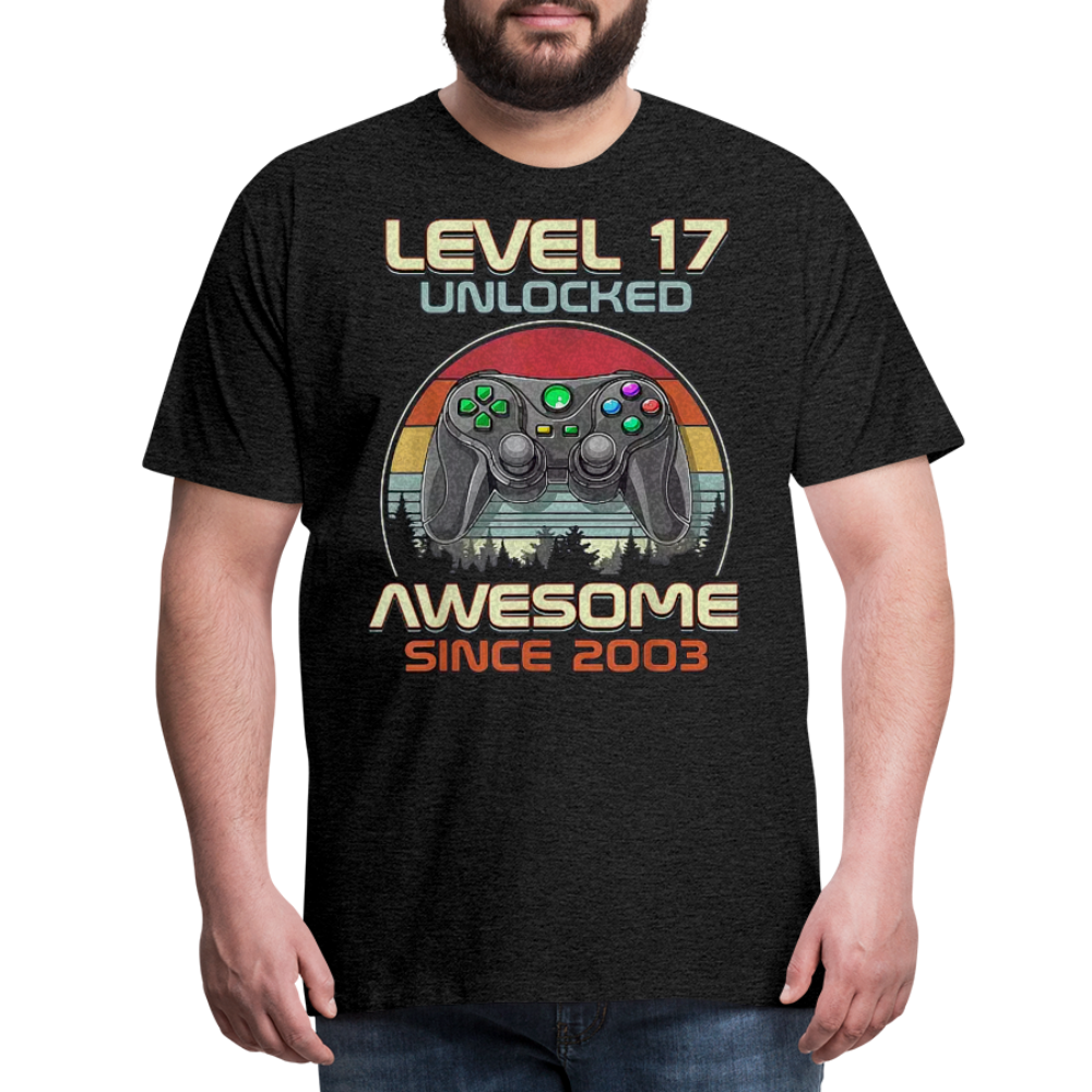 Gamer T-Shirt Top Level 17 Unlocked Fashion Herren Streetwear 100% Baumwolle - Anthrazit