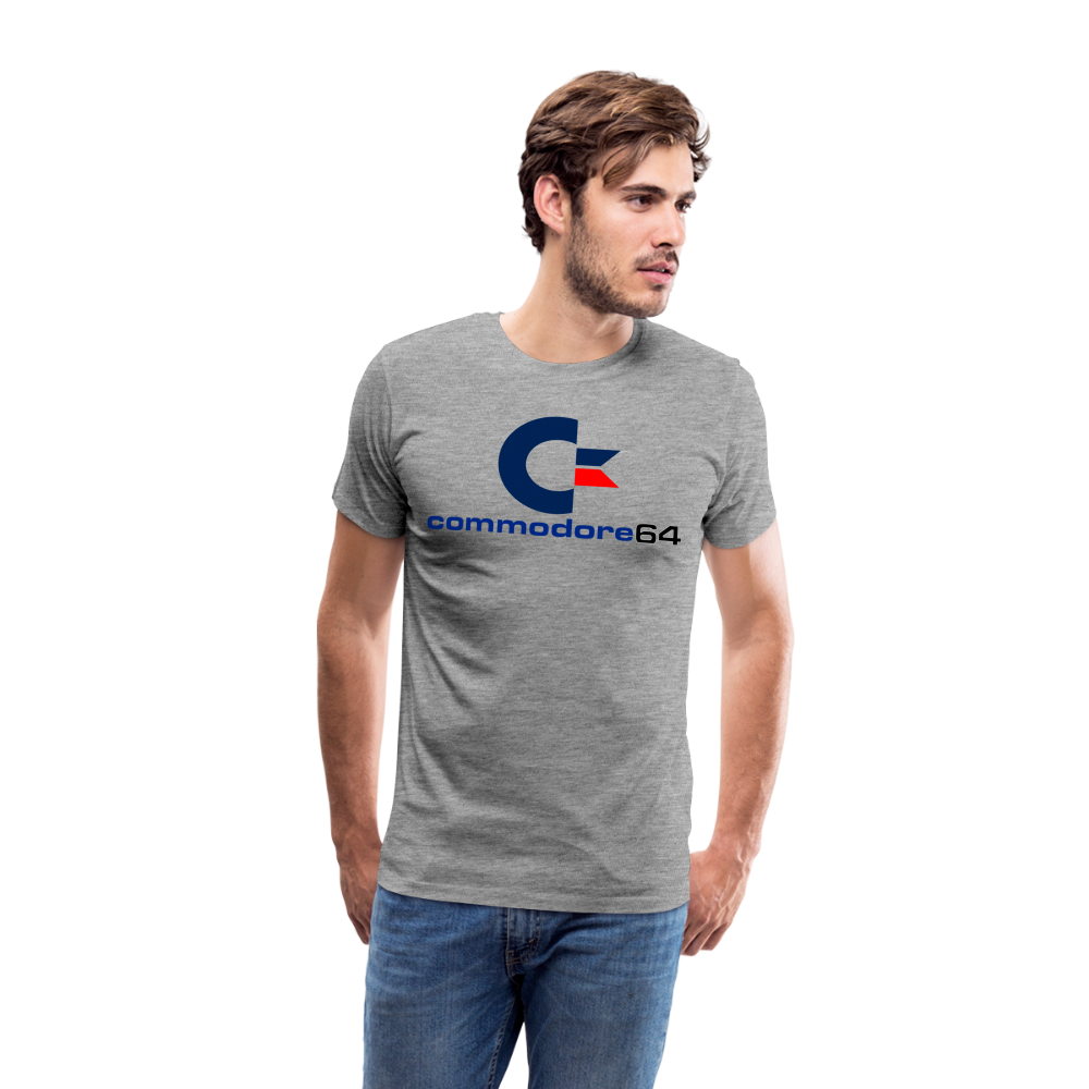 Fashion Herren Gaming Top Commodore T-Shirt Retro Streetwear 100 % Baumwolle - Grau meliert